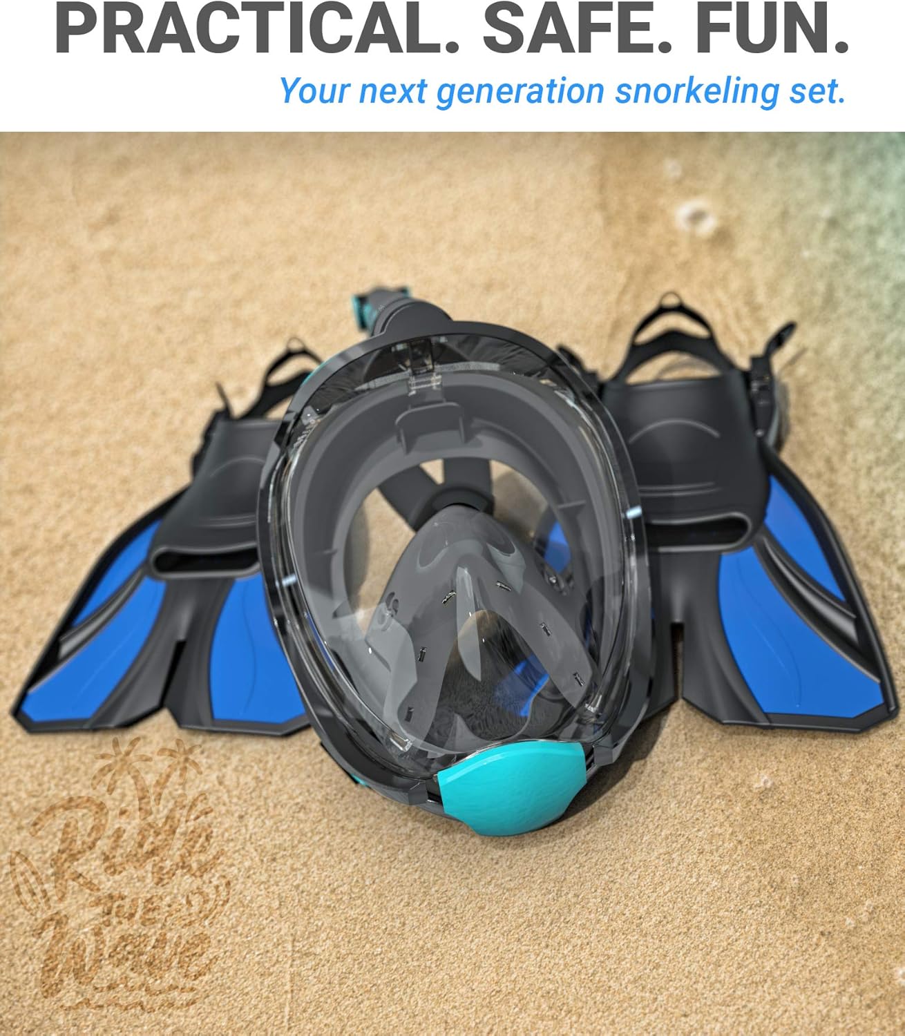 COZIA DESIGN Snorkel Set Adult - Full Face Snorkel Mask and Adjustable Swim Fins, 180° Panoramic View Scuba Mask, Anti Fog and Anti Leak Snorkeling Gear : Sports & Outdoors