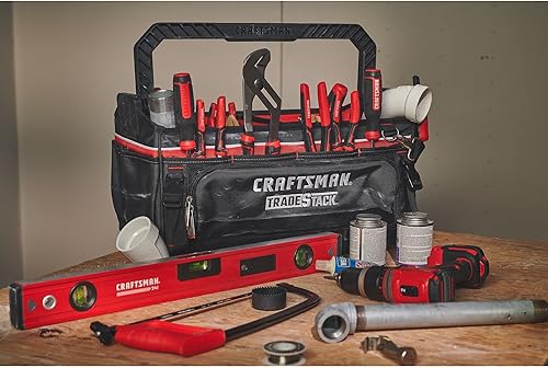 Miniatura 7 de CRAFTSMAN TRADESTACK Bolsa de herramientas del sistema, bolsa de herramientas de boca abierta resistente, parte inferior dura impermeable, mango