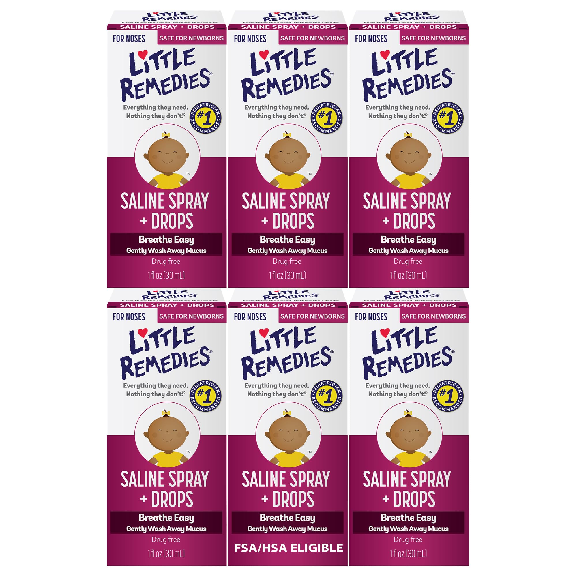 Little Remedies Little Remedies Little Noses Saline Spray/Drops, 1 oz (Pack of 6)