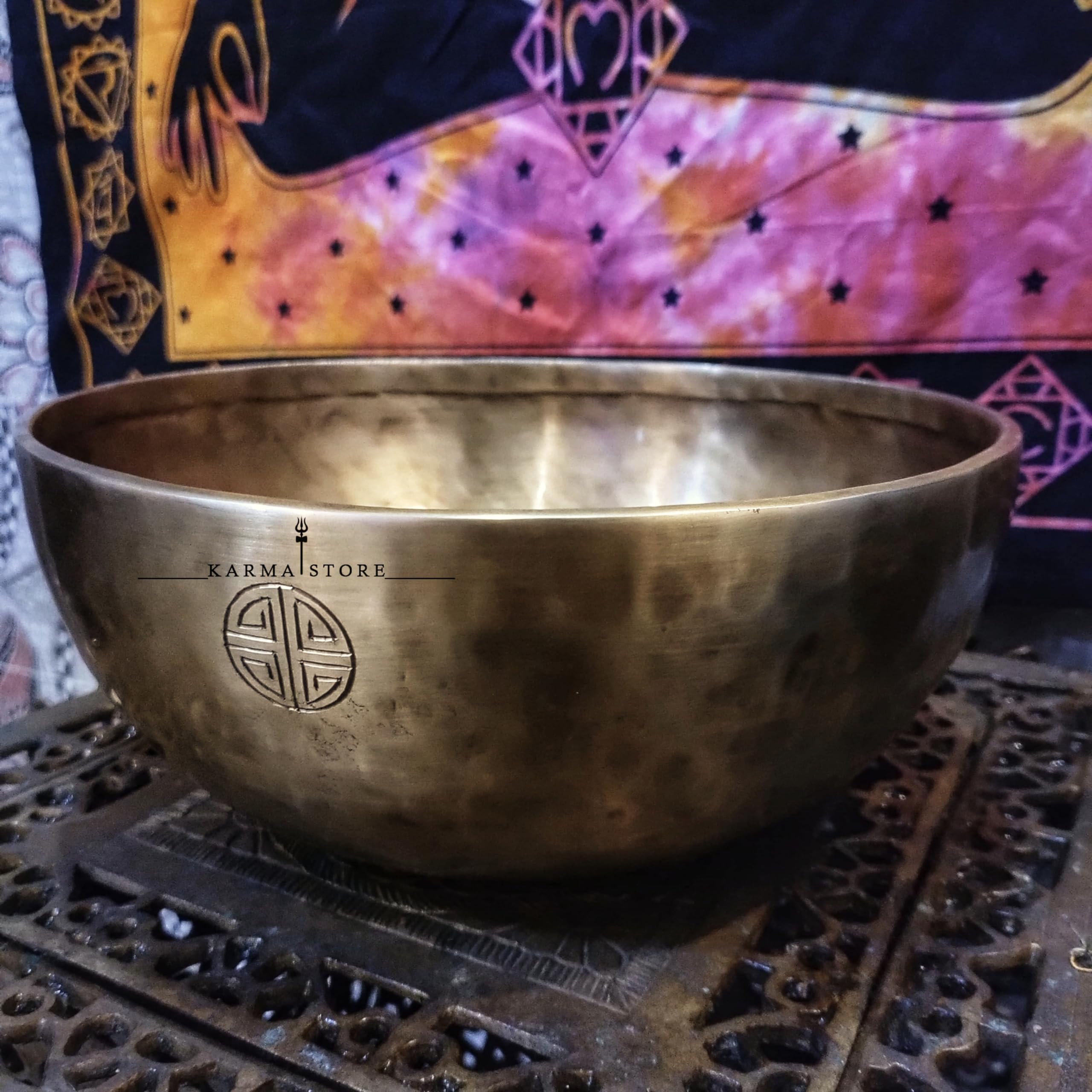 7" Inches Himalayan Full Moon Singing Bowl Set, 7-Metal Alloy, with Cushion and Mallet by Karma store