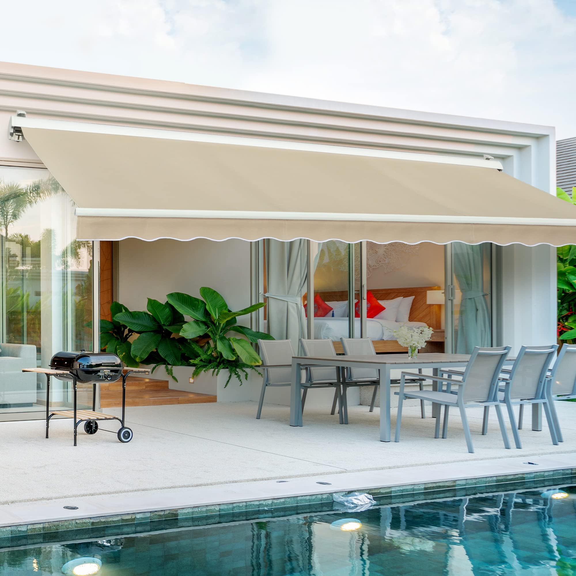 Diensweek Patio Awning Retractable, Fully Assembled