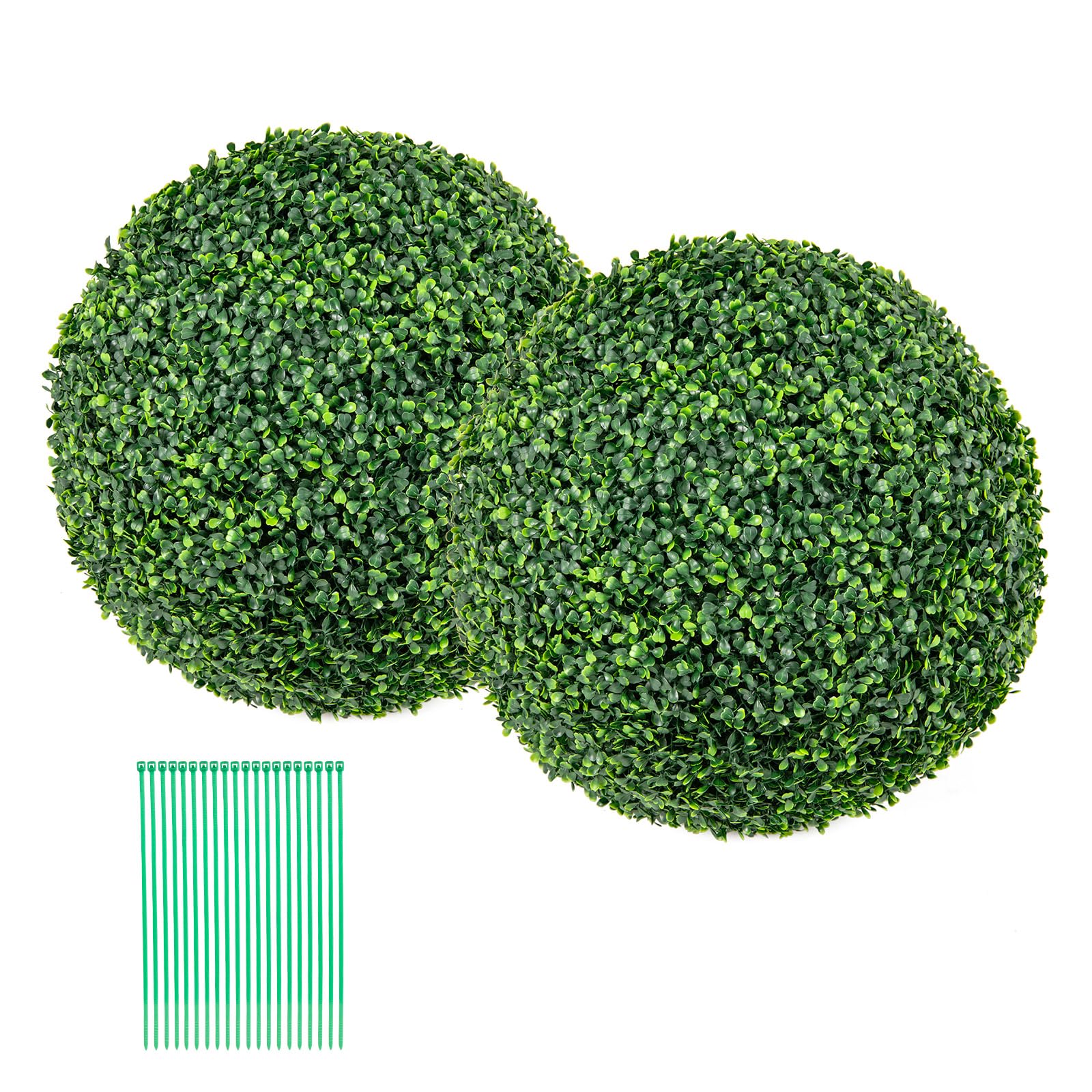 Giantex Juego de 2 Bolas de Topiario Artificial, Plantas Esféricas Falsas de 50 cm, Arbustos Verdes Redondos Resistente al Sol, Bolas Decorativas para Jardín, Patio, Boda
