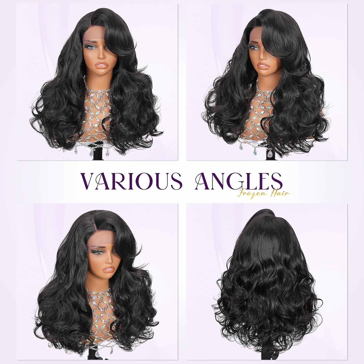 Glueless Wigs HD Transparent Lace,Wear and Go Synthetic Wig,C Part,180% Density Body Wave with Baby Hair,Pre-Plucked Frontal Wigs for Women 20 Inch,Natural Hairline,Breathable Wig Cap