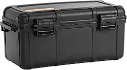 Cigar Caddy 3540 Umidor de charuto para viagem à prova d'água para 15 charutos, com um disco umidificador interno, preto fosco