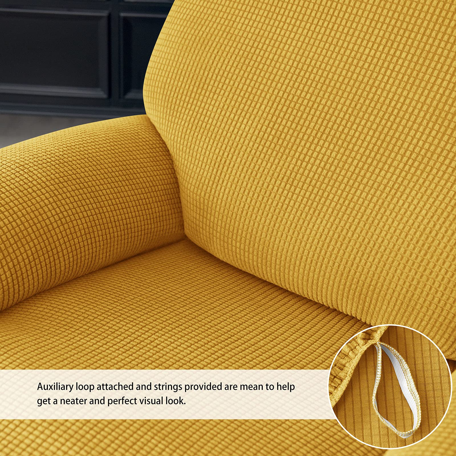 bechoanigel 4-Pezzo Copri Poltrona Relax Reclinabile, Copripoltrona 1 Posto, Copri Poltrona Elettrica con Braccioli e Tasche (Giallo Beige
