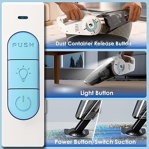 Miniatura 4 de whall Aspiradora de mano inalámbrica, aspiradora de mano húmeda y seca, aspiradora ligera y recargable para automóvil con potente succión para un