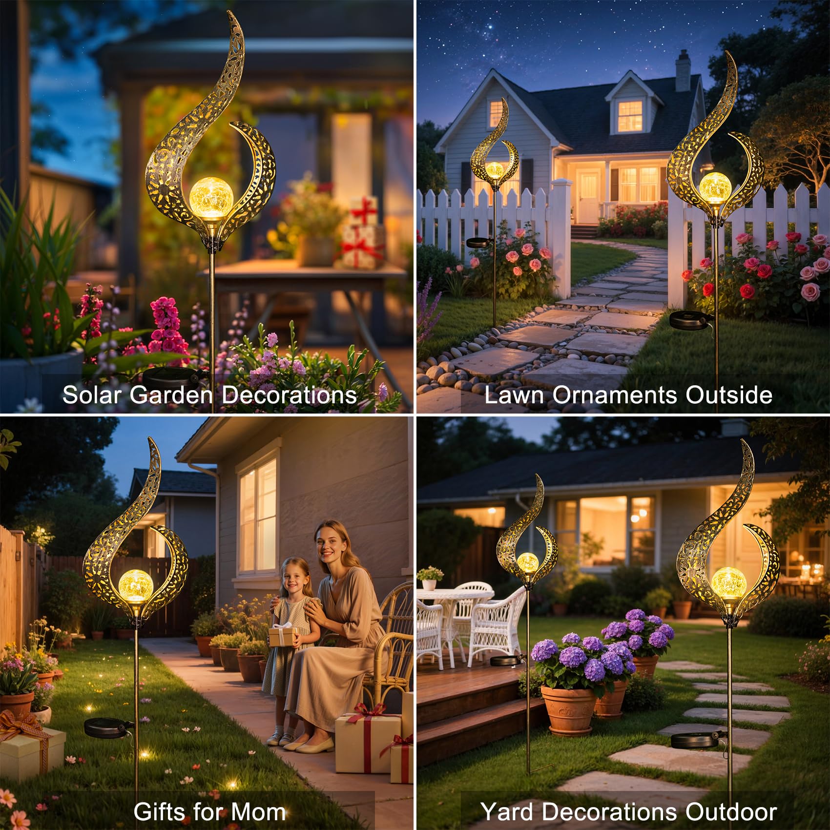 HOMEIMPRO Luces solares de jardín impermeables para exteriores, regalos para mamá, papá, arte de patio, camino, adornos de césped, decoración al aire libre, regalos de cumpleaños para esposa y mujeres