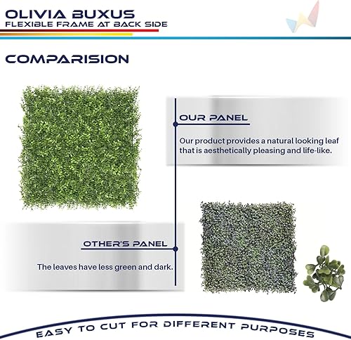 Miniatura 173 de Windscreen4less 6 paneles artificiales de boj de 20 x 20 pulgadas, seto topiario, plantas, hierba, pantalla de privacidad para exteriores, Boj