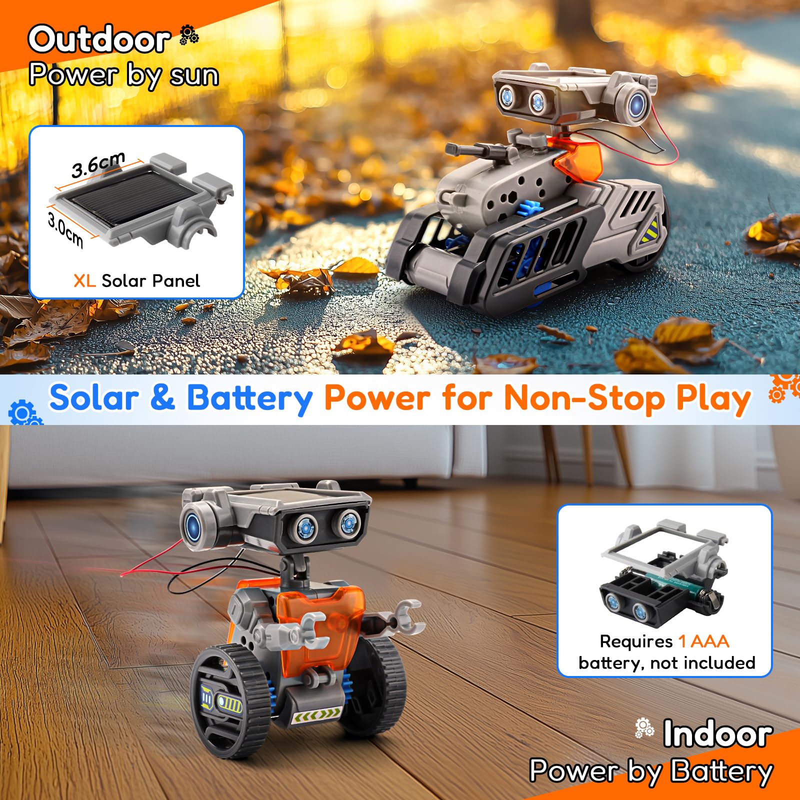 VEPOWER Energia Solare Robot, Technic 15-in-1 STEM Kit Robots Giochi Educativi, Esperimenti Scientifici per Edifici DIY Regali per Bambini Ragazzi Ragazze per 8 9 10 11 12 13 Anni (212 pezzi)