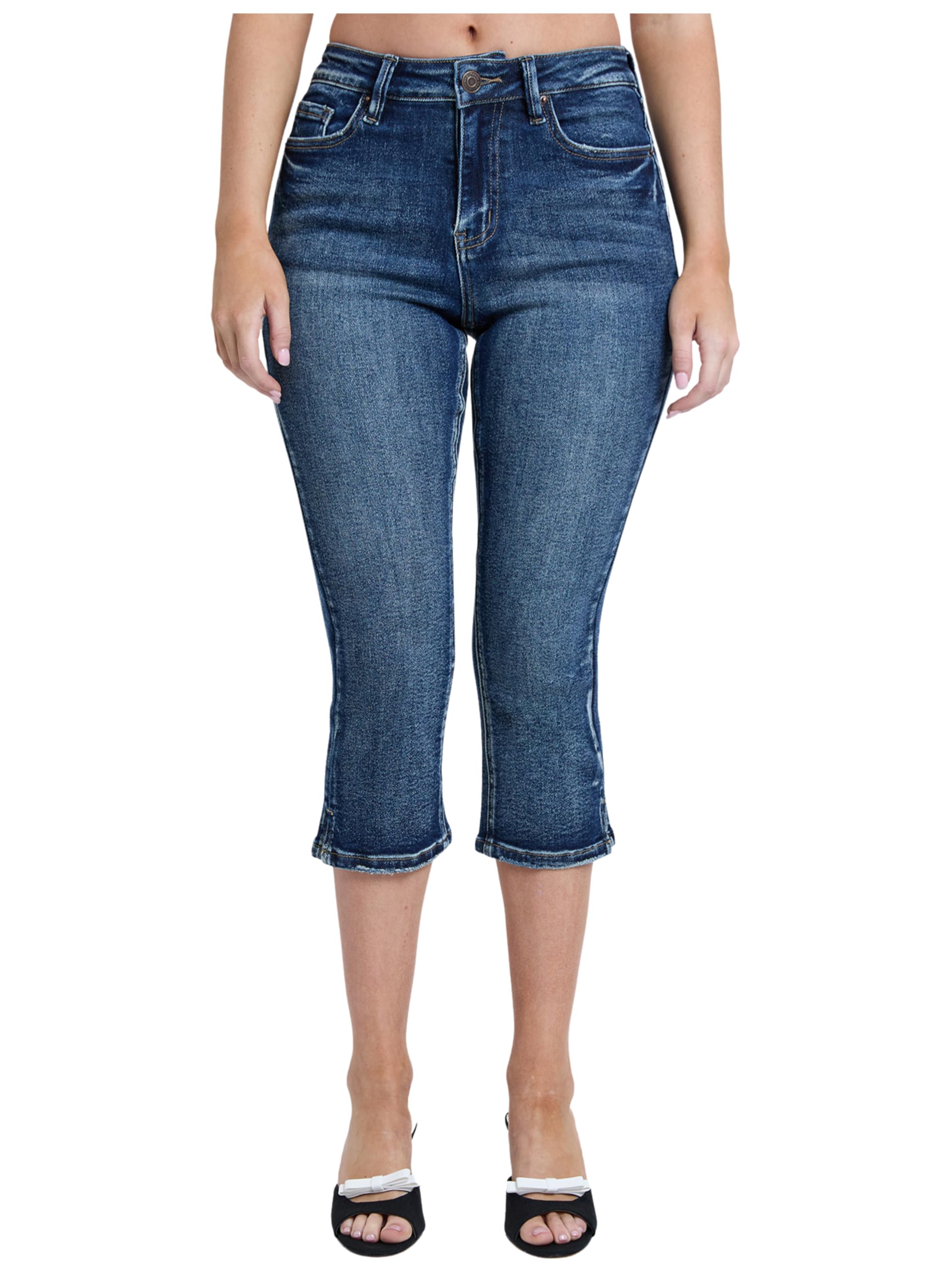 YMI Womens Jeans Womens Luxe High Rise Capri with Side Slit C113760