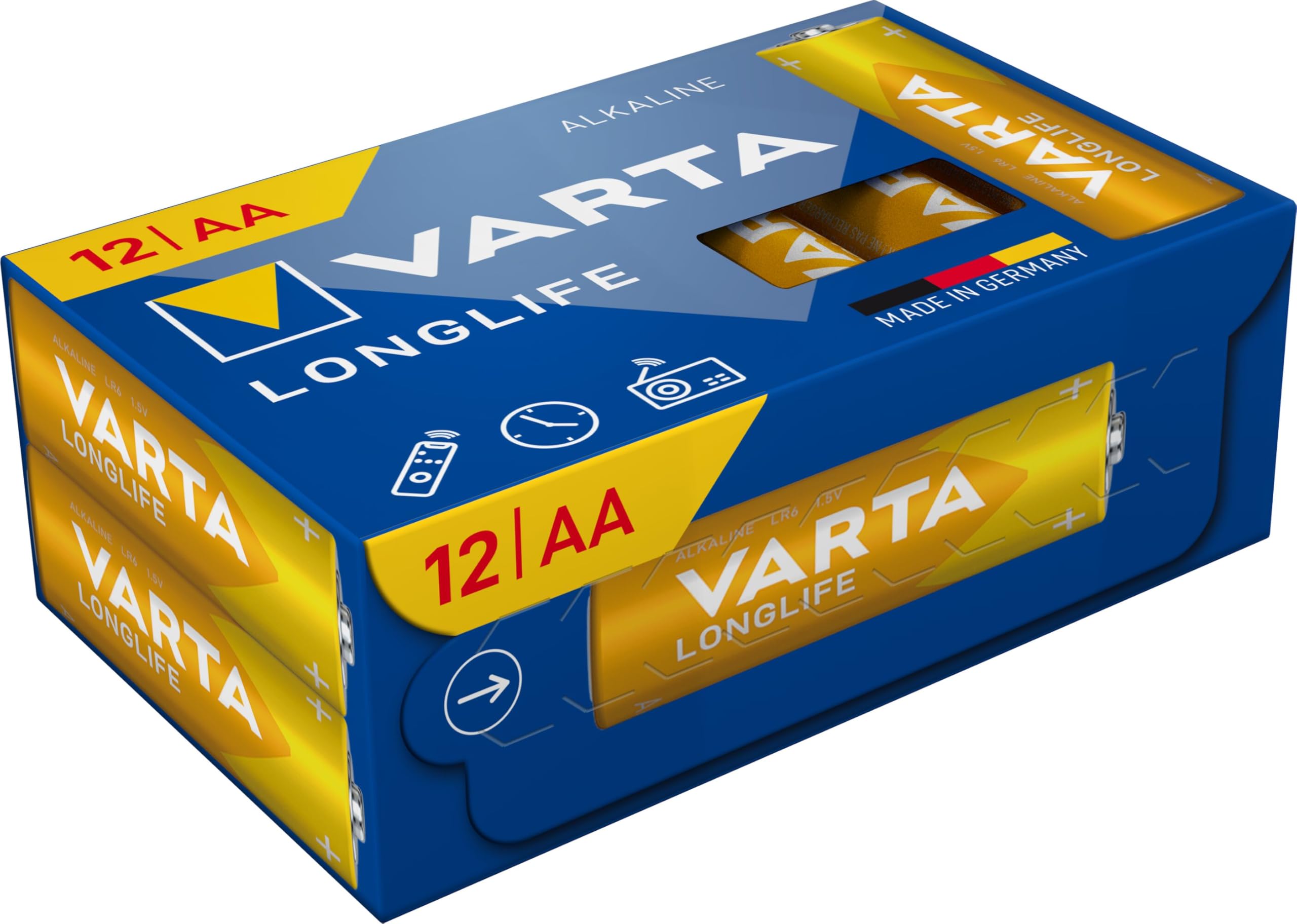 VARTA Longlife AA Alkalin Kalem Pil, LR6, 1,5 V, 12'li Paket