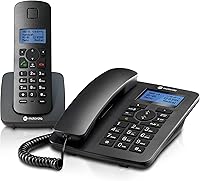 Vista 1 de Motorola Voice C42 Corded Phone System + 1 Digital Cordless Handset w/Answering Machine, Call Block - Black (C4201)