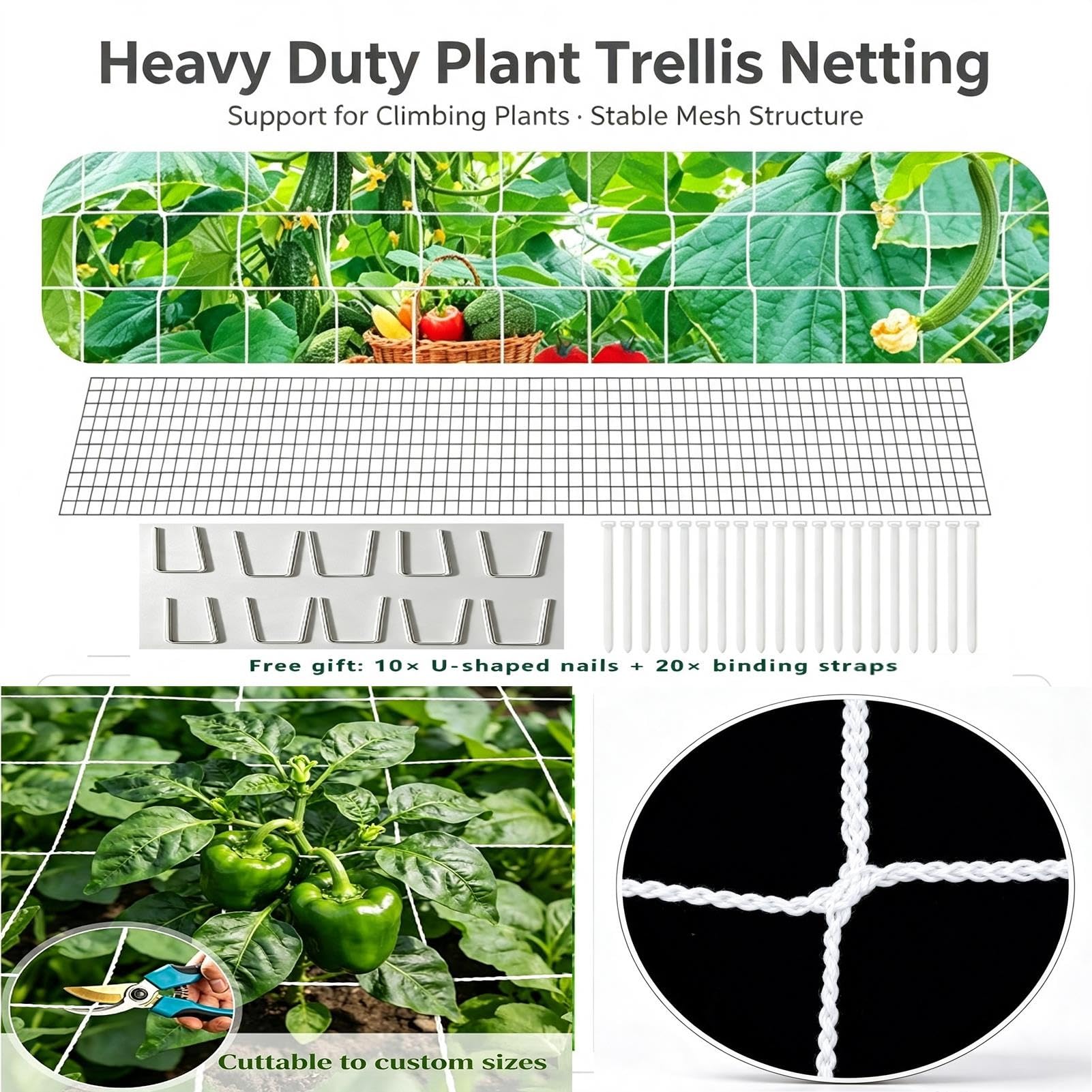 Vertikal Gartennetz Ranknetz Spaliernetz Polyester Schwerlast 6 Zoll