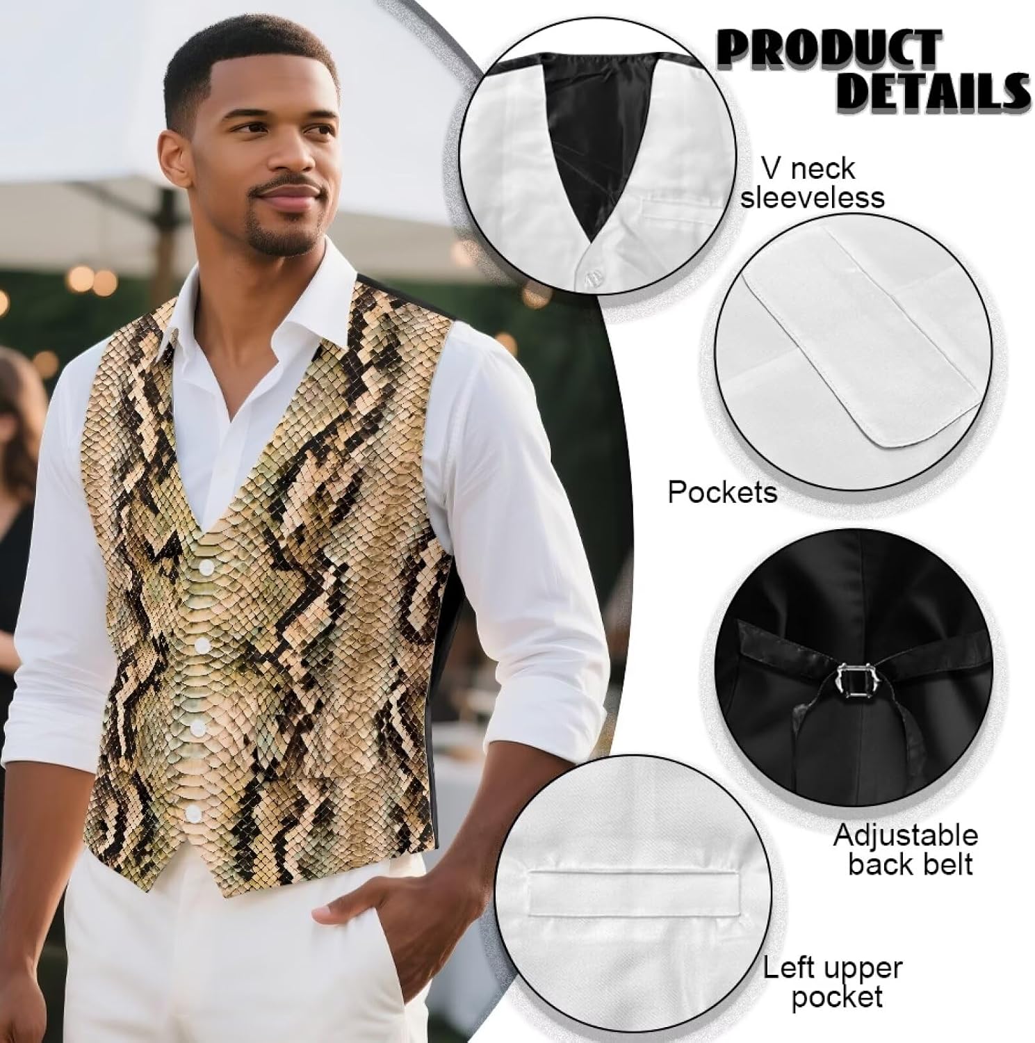 Mens Formal Suit Vest with Buttons Slim Fit Formal Dress Waistcoat Vest for Suit for Tuxedo Size S-4XL
