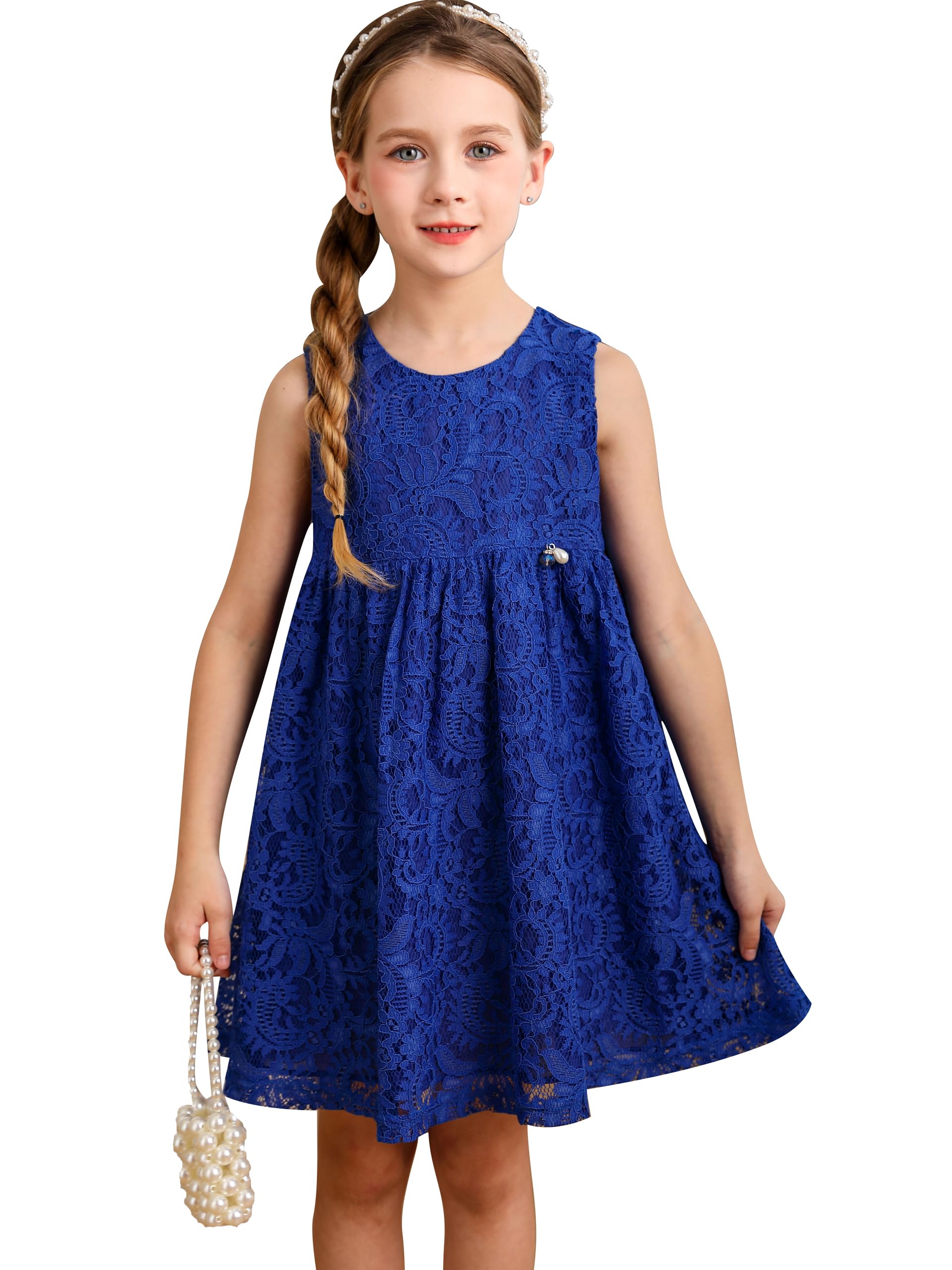 BONNY BILLY Vestido Niña Fiesta Ceremonia Princesa Vestido de Encaje Verano Sin Mangas