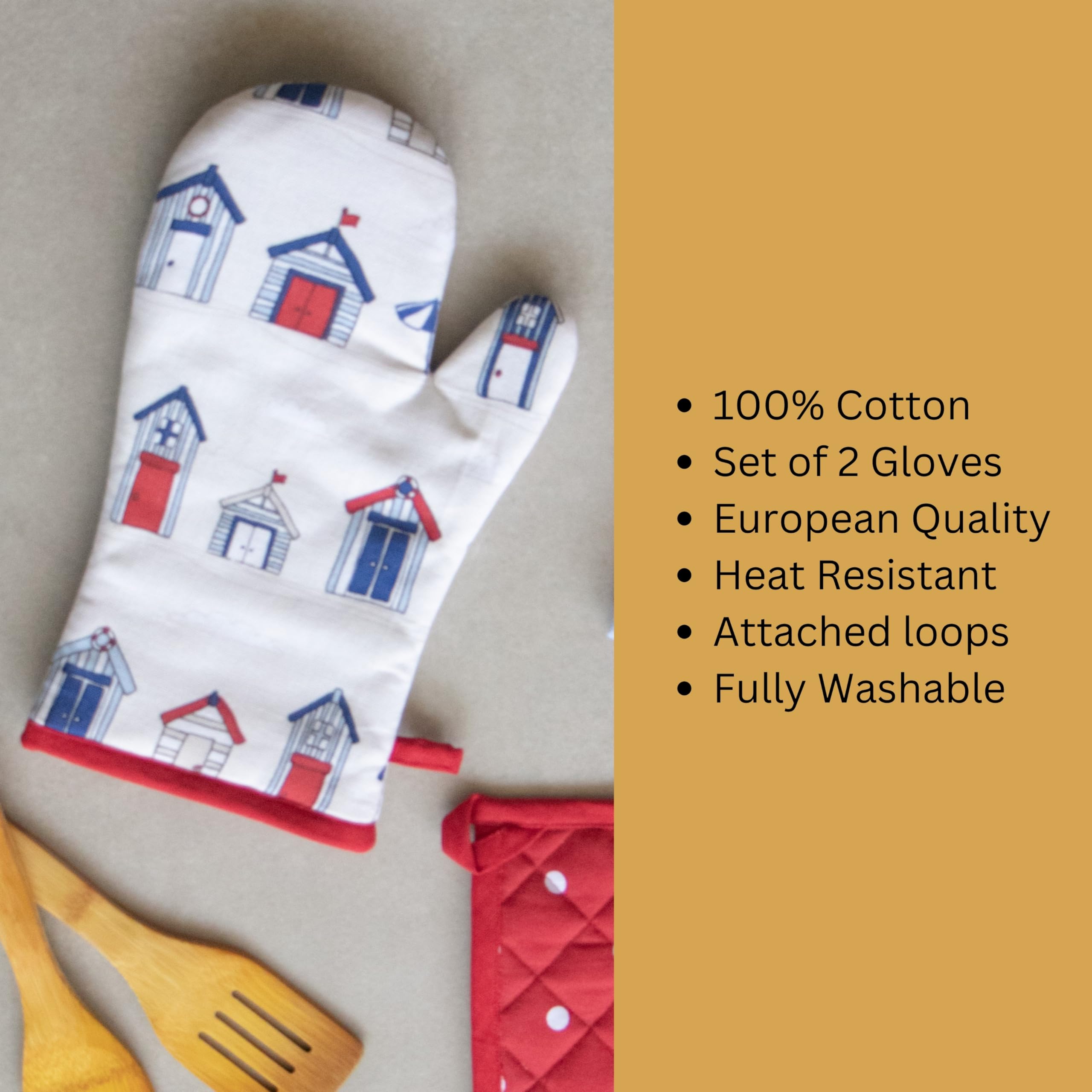Oak & Lily Juego combinado de manoplas y soportes para ollas para microondas | 100% algodón | Resistente al calor y acolchado | Lavables | Calidad europea | para cocinar, hornear y servir barbacoa
