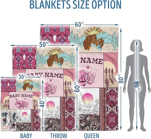 Miniatura 108 de Manta de bebé occidental, mantas de bebé personalizadas para niños, manta de vaquero para niños y niñas, manta de felpa personalizada con nombre