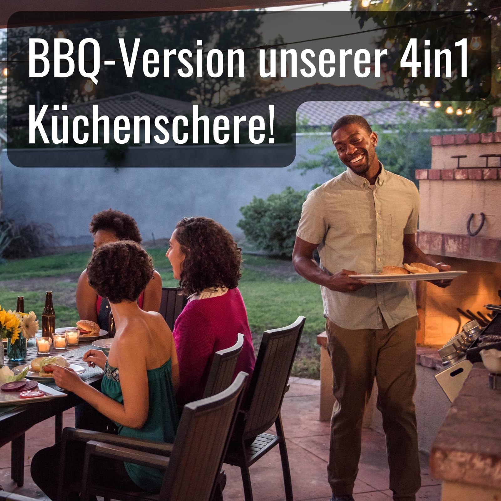 NTS Solingen Tijeras de cocina forjadas de acero inoxidable, edición BBQ Edition, fabricadas en Alemania, tijeras domésticas de alta calidad adecuadas para diestros y zurdos, tijeras afiladas para la