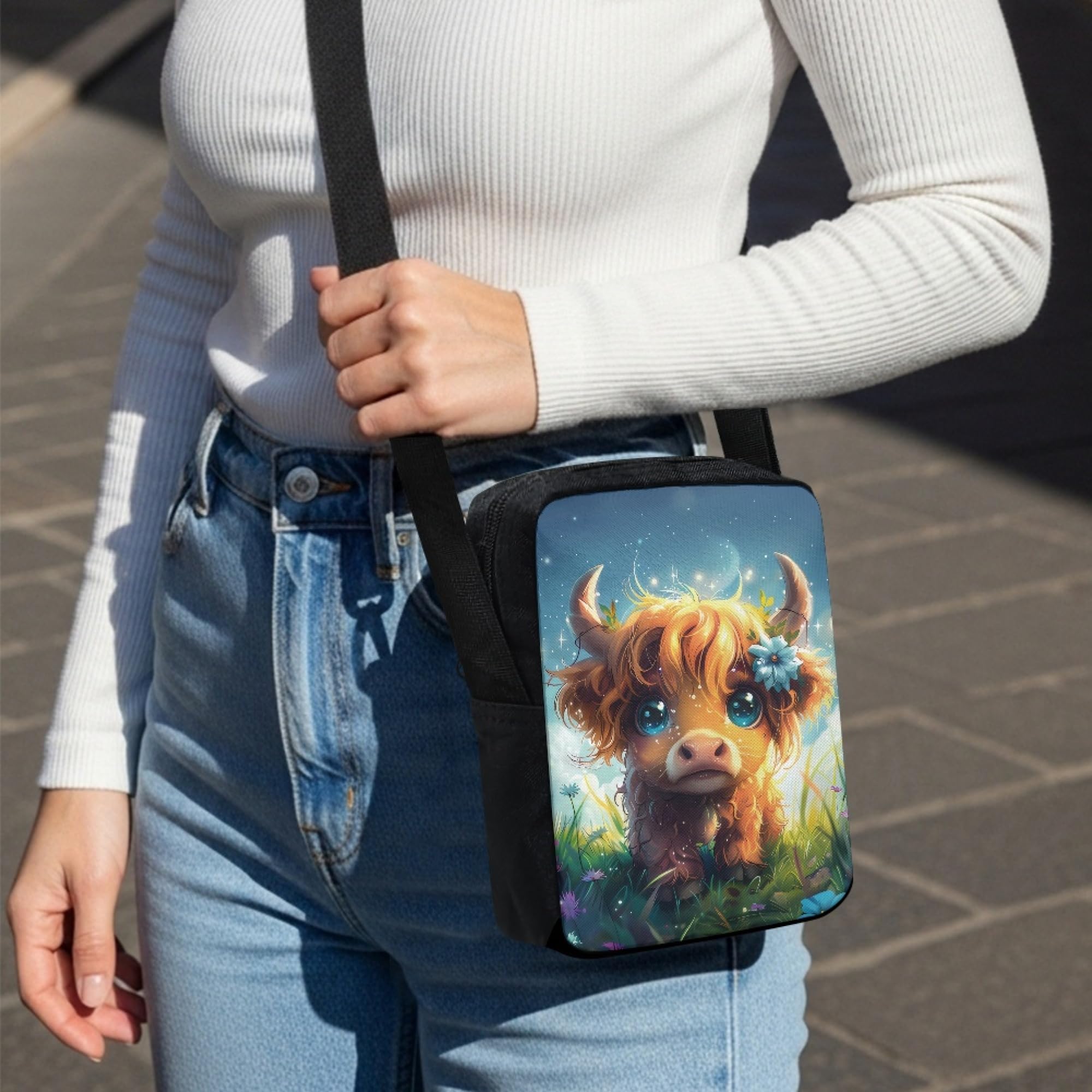 chaqlin Kawai Cow Design Crossbody Bags Women Mini Purse Small Messenger Tote Bags Kids Girls Sling Satchel Shoulder Handbag Woman Crossbody Purse — view 3