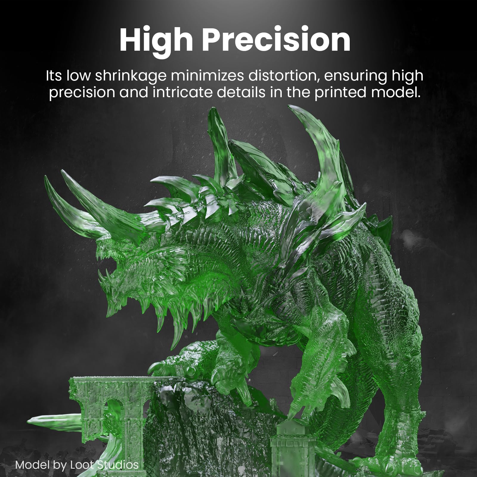 Resina 3D plastica ABS dura dura dura per stampante 3D fotopolimero UV ad alta precisione per stampa GK3 serie SLA/LCD/DLP Verde chiaro 1,2 kg
