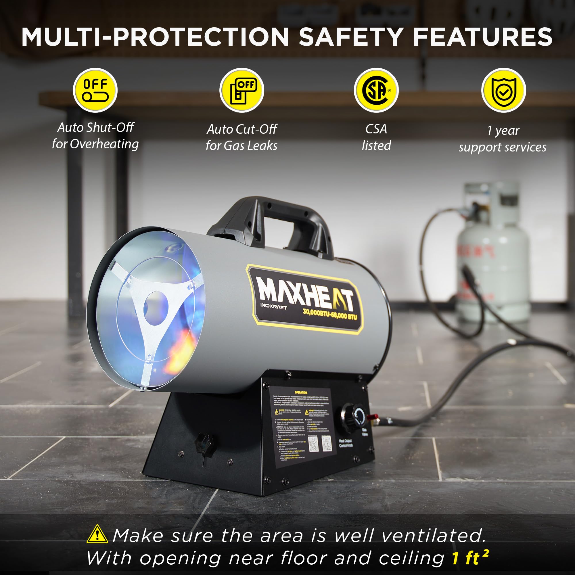 InoKraft MAXHEAT MH68 Propane Heater - 68,000 BTU -3