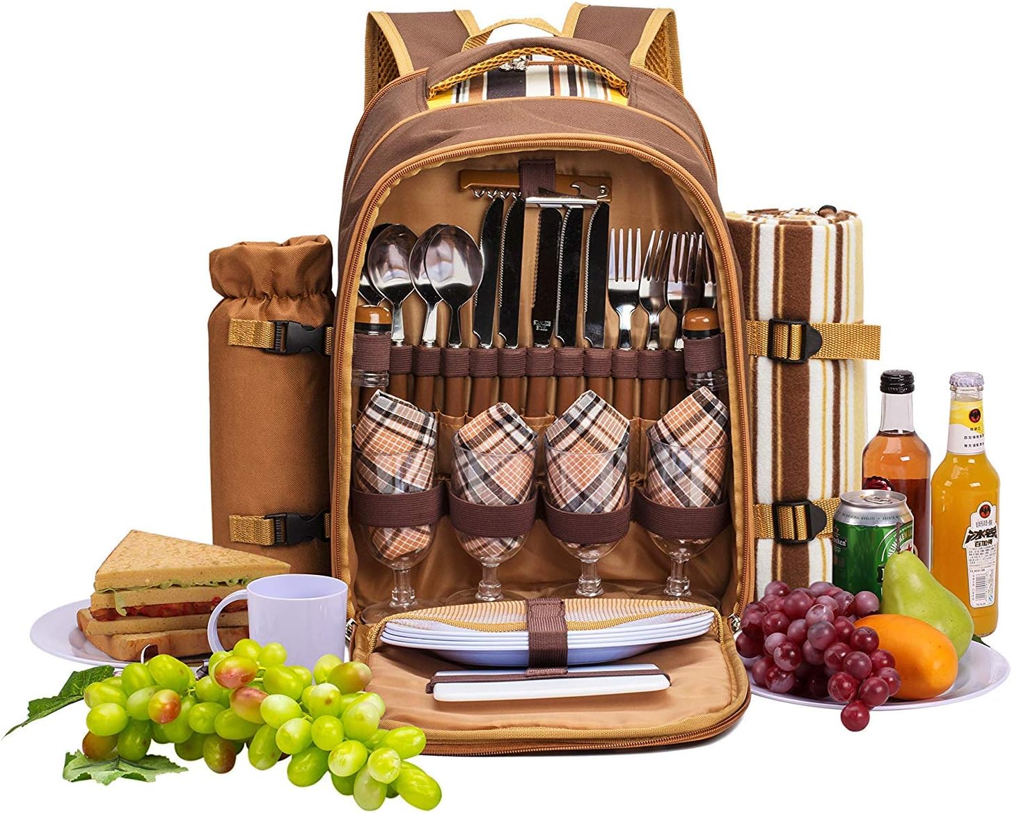 Casa.pro Picknickkorb Folldal Komplettset Für 2 Personen - Mit Allem Was Man Braucht!