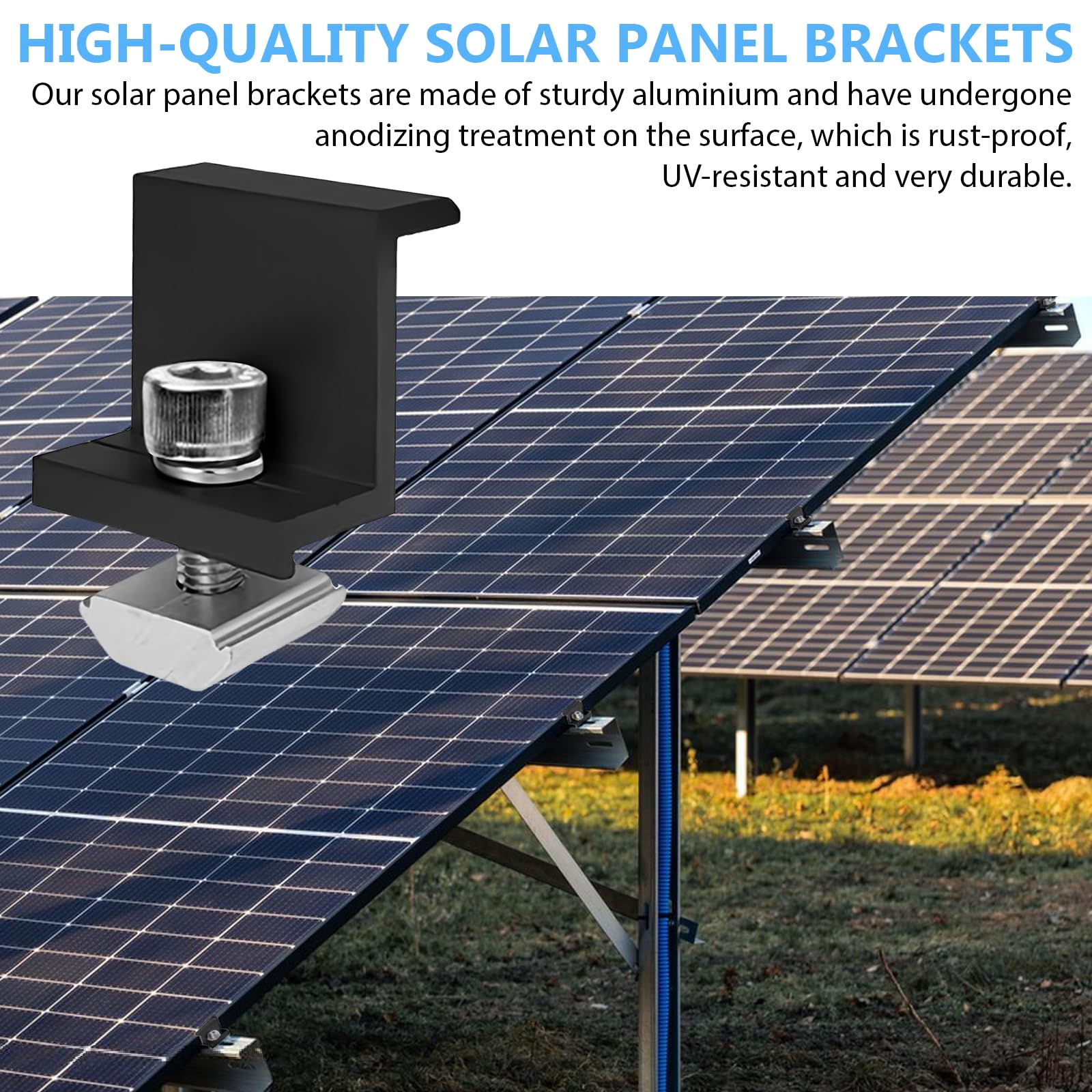Produktbild von Solarmodul Endklemmen – 10 Stück, 30mm, Schwarz, Aluminium AL6005, Z-Form, For Dach, Wohnmobil, Balkonkraftwerk & Boot