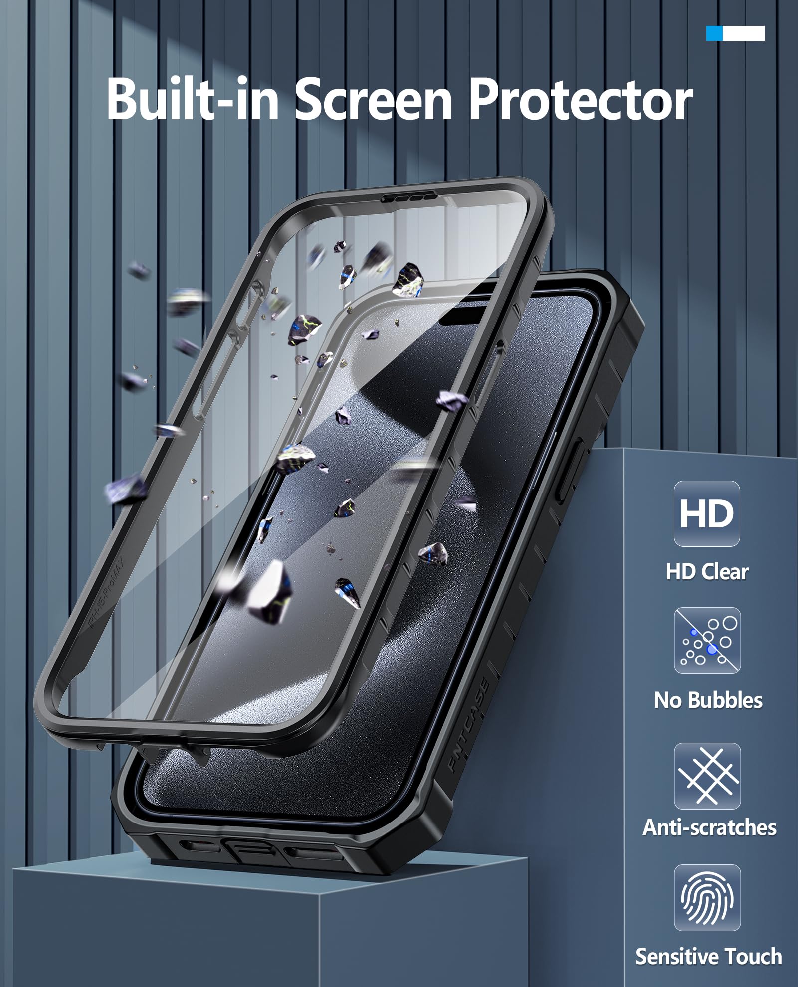FNTCASE Military Grade Hülle Für IPhone 15 Pro Max – Mit Ständer, Kameralinsenschutz & Staubdichter Klappe, 6,7 Zoll