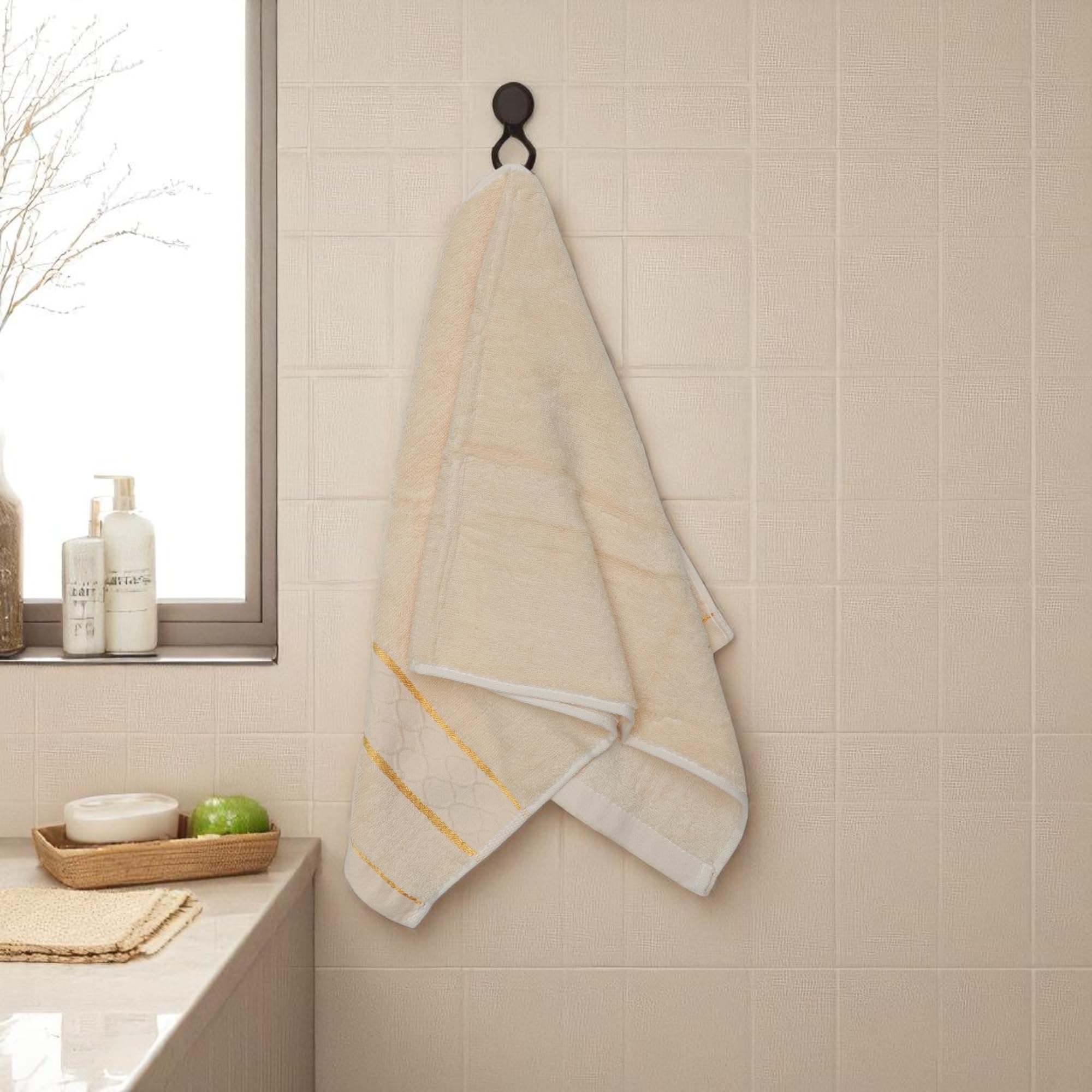 1 Pcs Towels Double Check Bath Towel Microfiber Bamboo Fiber Light Coffee Color 33x74cm
