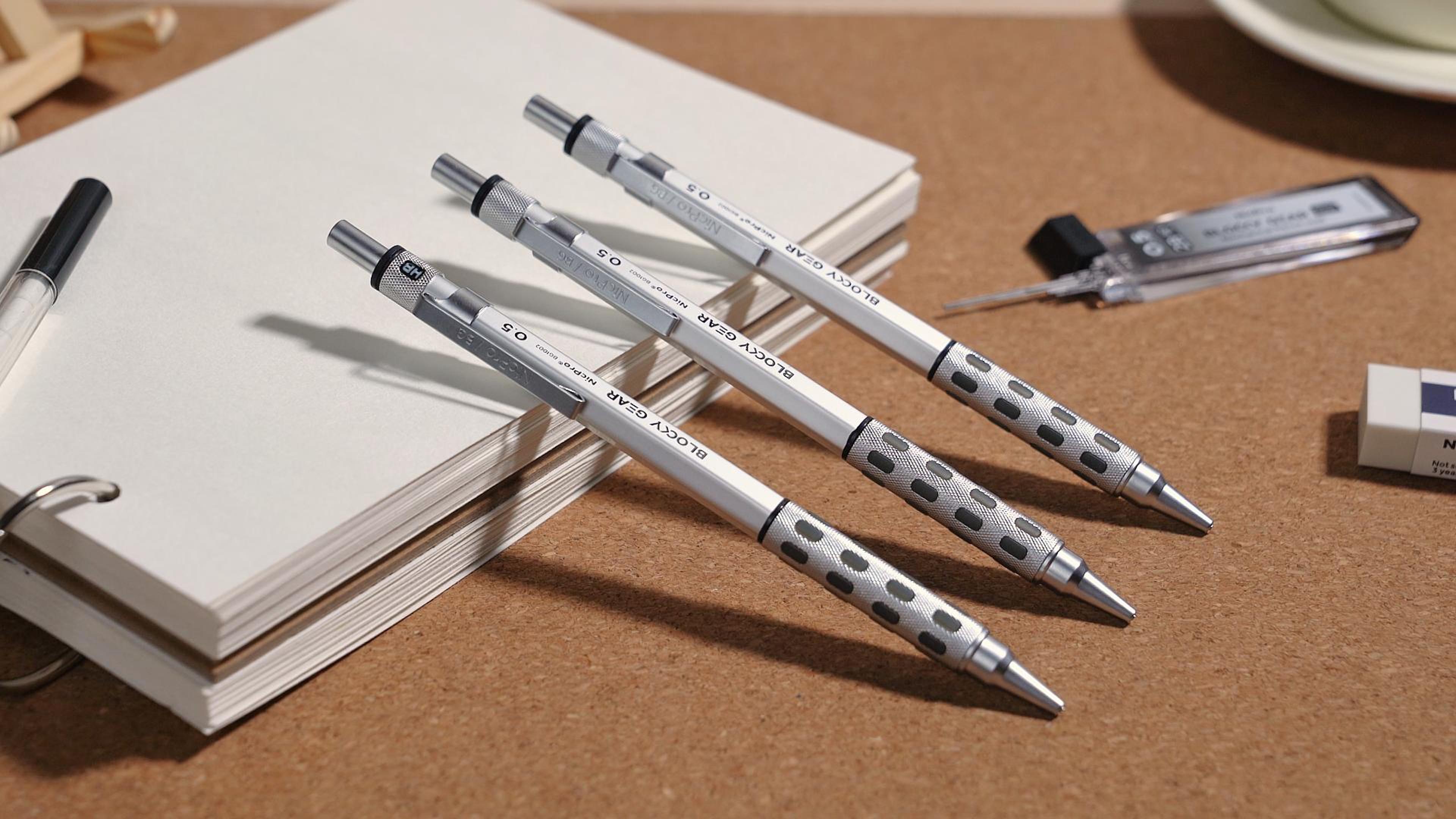 Criterium 0.3 Nicpro 3 Pièces Porte-Mines Métal 0,5 Mm Avec étui, Crayon Mécanique Criterium 0,5 Mm Avec 6 Tubes Recharges De Mine HB, 3 Gommes Pour L'écriture Architecture Materiel