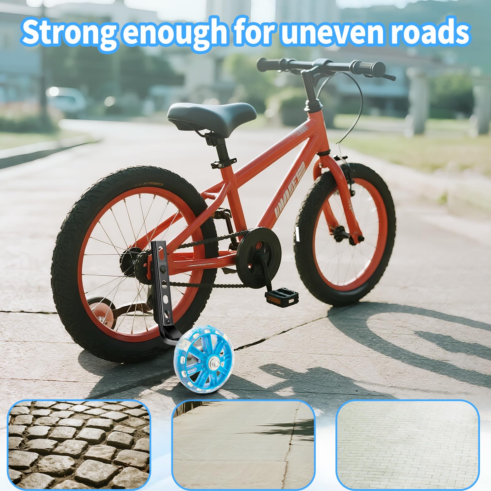1 Paia Rotelle Universali per Bicicletta da Bambino, Ruote Ausiliarie per La Bicicletta, Training Wheels, Allenamento per Flash, Ruote Laterali Bici Bambino per 12-20 Pollici Bicicletta (Blu）