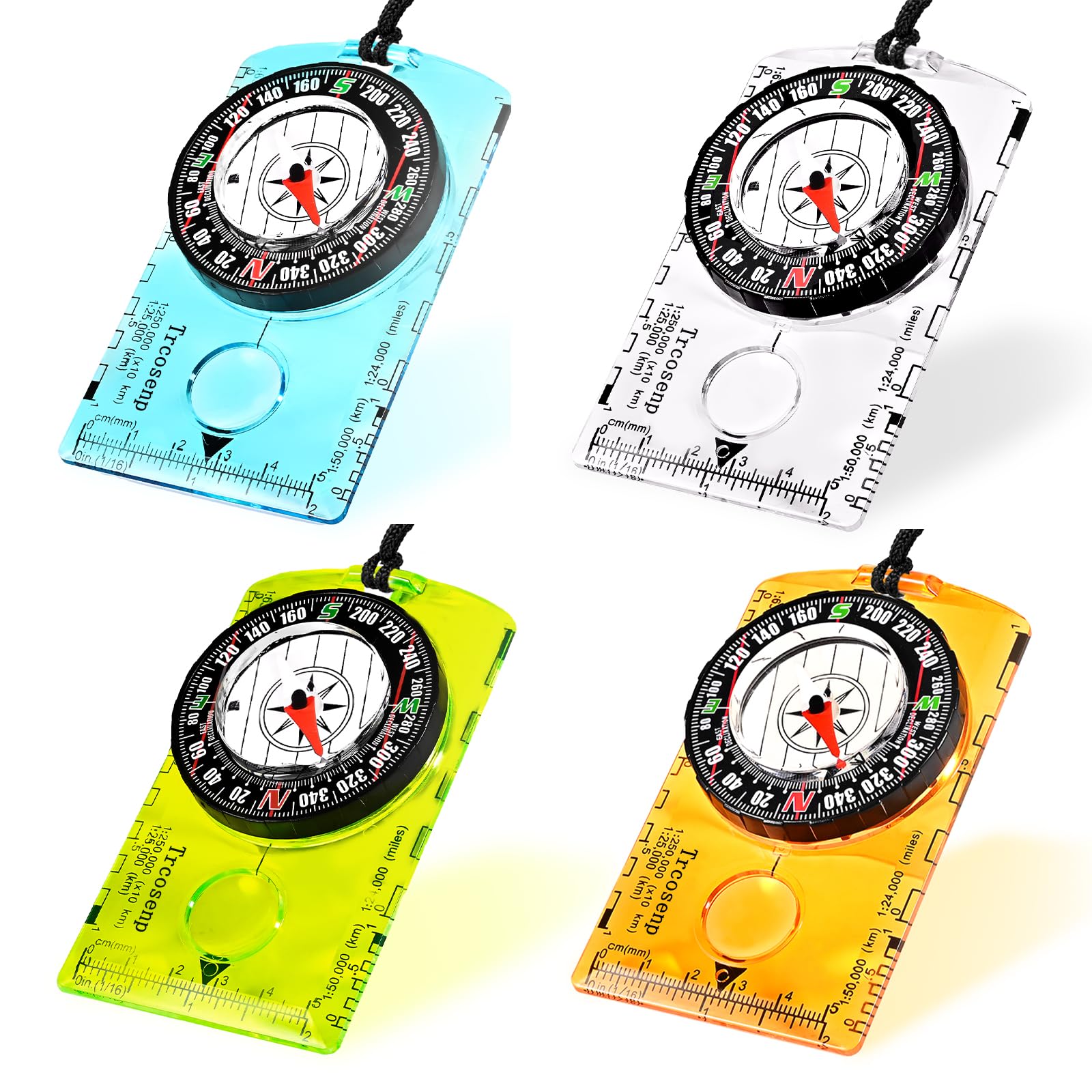 Photo 1 of 4 Pack Multifunctional Orienteering Compass, Waterproof Adjustable Declination Compass with Magnifier & Ruler, Compass for Kids, Hiking Survival Navigation Tool for Map Reading, Camping & Backpacking
