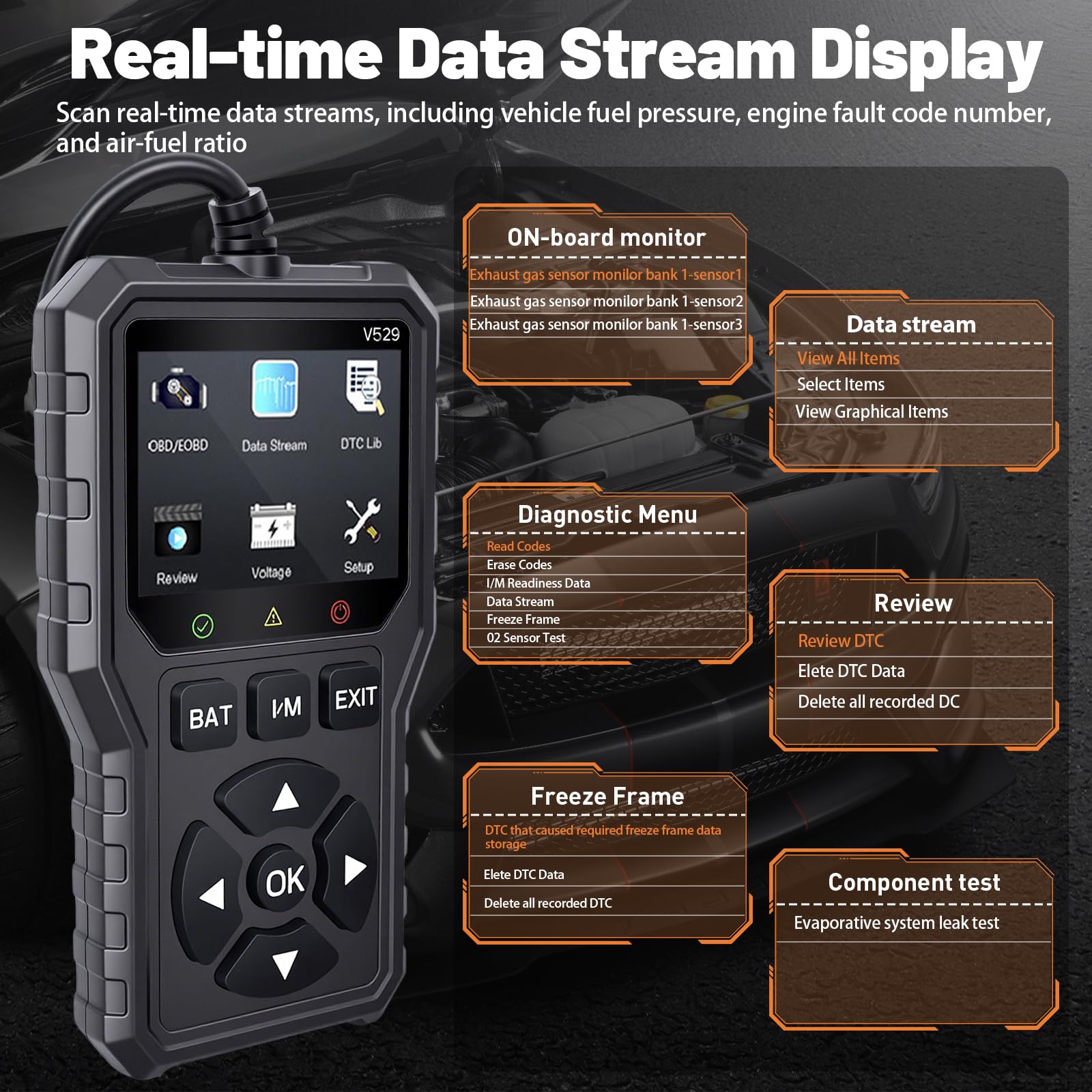 OBD2 Auto Diagnostica OBD2 Diagnosi Scanner,Diagnosi Auto Professionale in Italiano,Lettore Errore Motore Auto con Funzioni-OBD2 per Audi BMW Tutti i Veicoli
