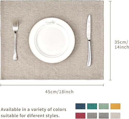 Miniatura 3 de BALCONY & FALCON Juego de 6 manteles individuales de tela de lino sintético, lavables, impermeables, resistentes a las arrugas, para comedor,