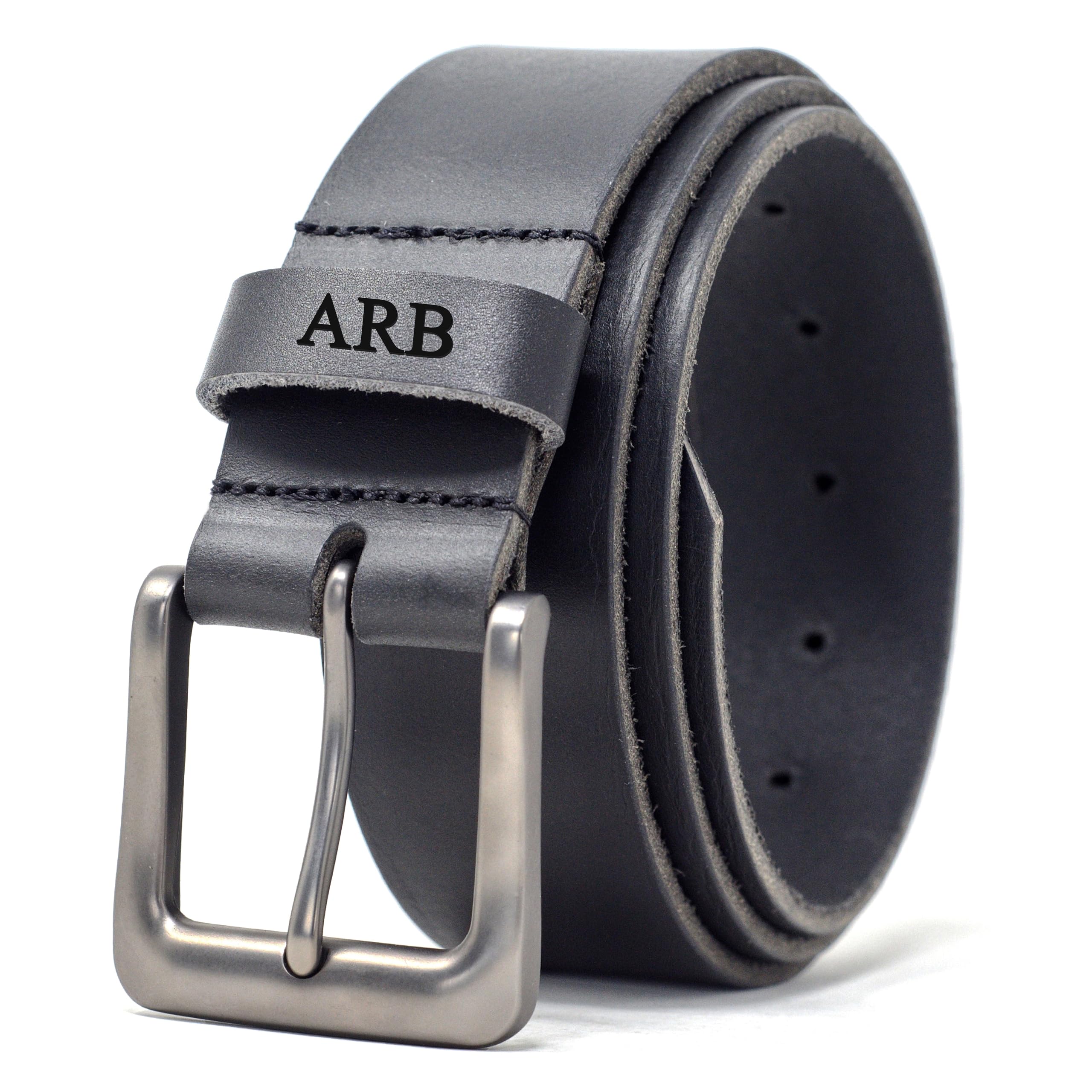 Ashford Ridge Made in England Personalised 38mm Full Hide Leather Belt - Black Medium