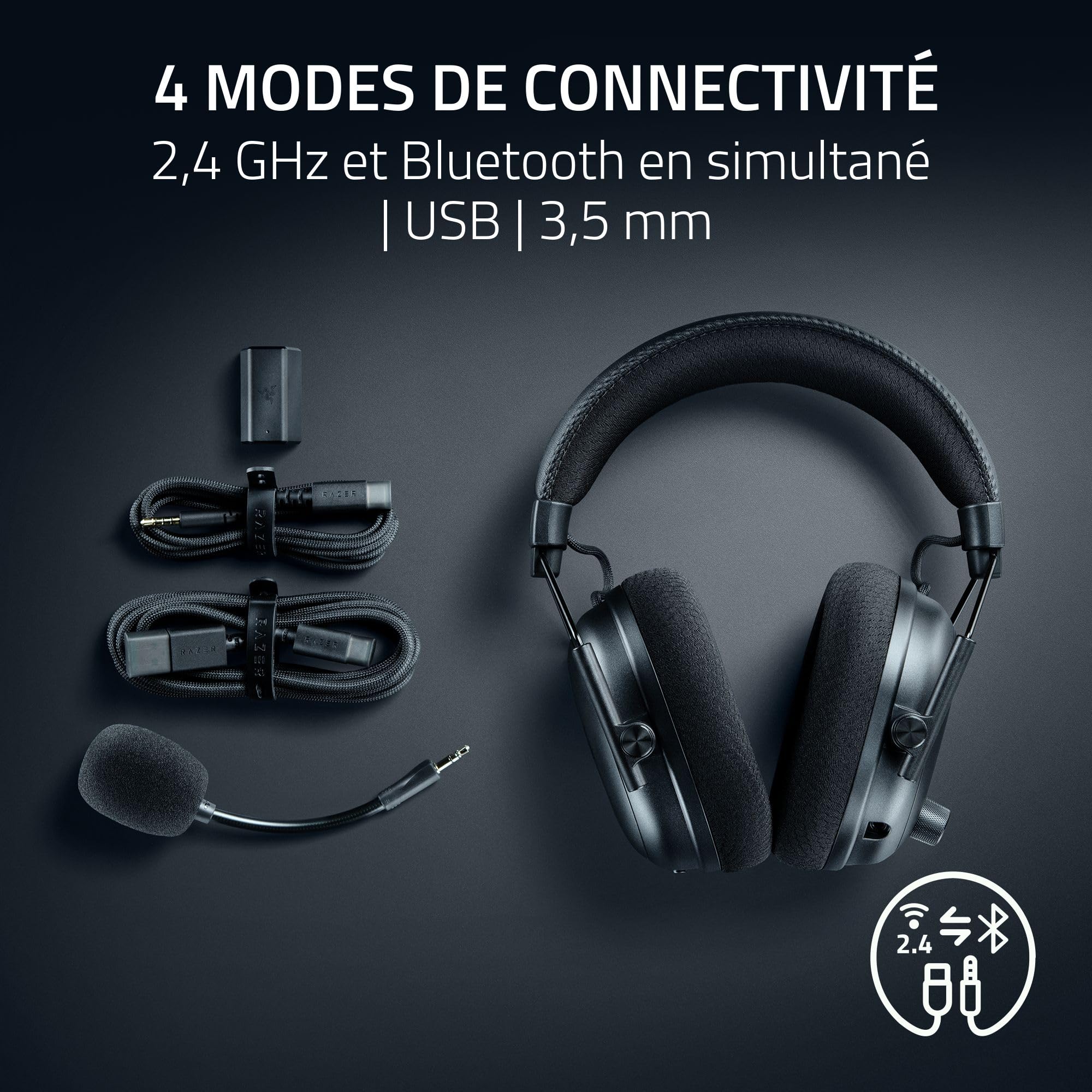 Razer BlackShark V3 Pro NIKO Edition - Casque ANC sans Fil pour l’Esport - Annulation Active - Haut-parleurs 50mm - Micro HyperClear Amovible - Wireless 2,4 GHz & Bluetooth - FPS - PC/Mac | NIKO