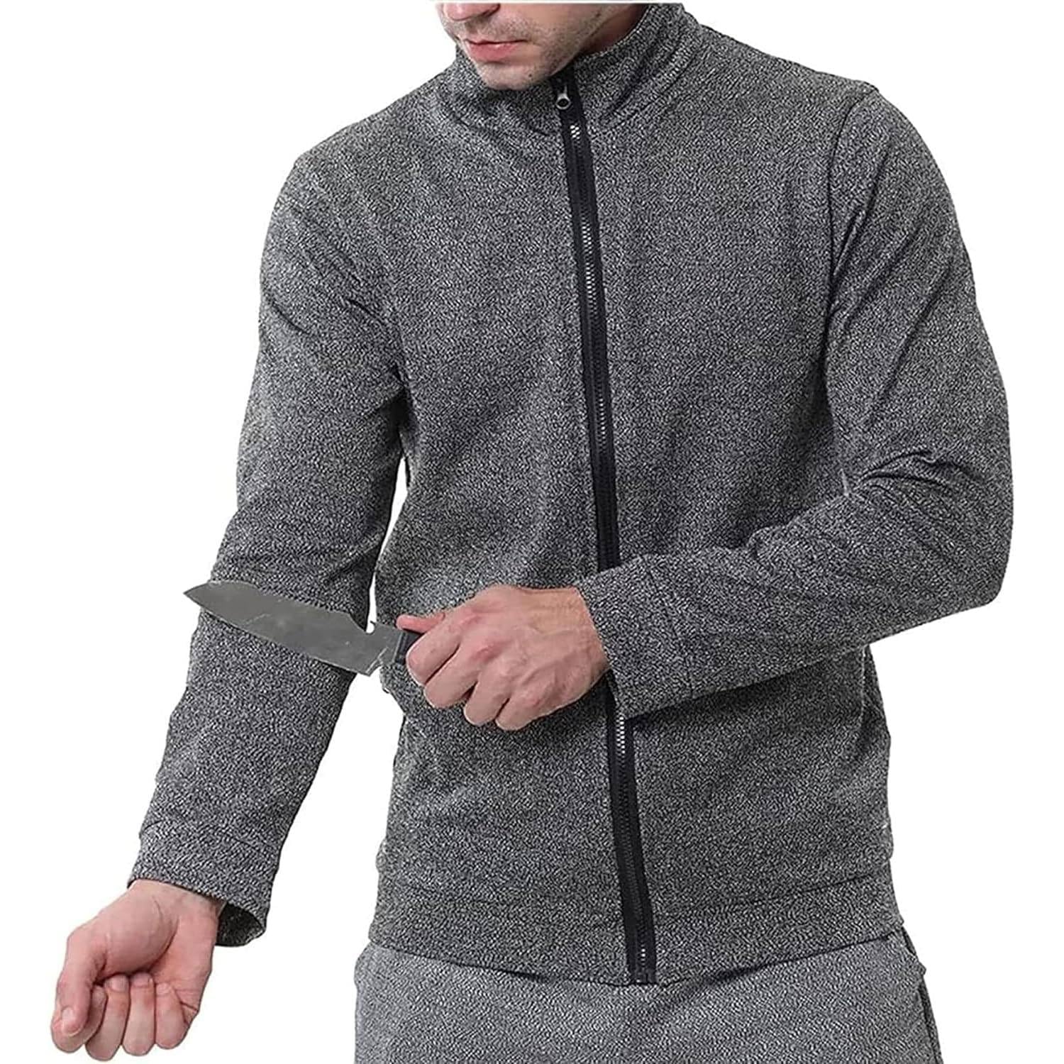 Stichschutzkleidung Mit 5 Stufen, Taktische Jacke – Bissfestes, Reißfestes, Stichfestes Langarm-T-Shirt, Schnittschutz-Sicherheitskleidung, Für Polizei Und Sicherheitspersonal,XL-Grey