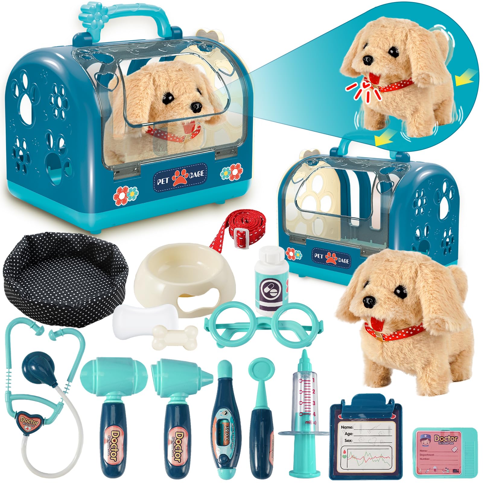 STAY GENT Walking Dog for Kids with Leash, 17Pcs Puppy