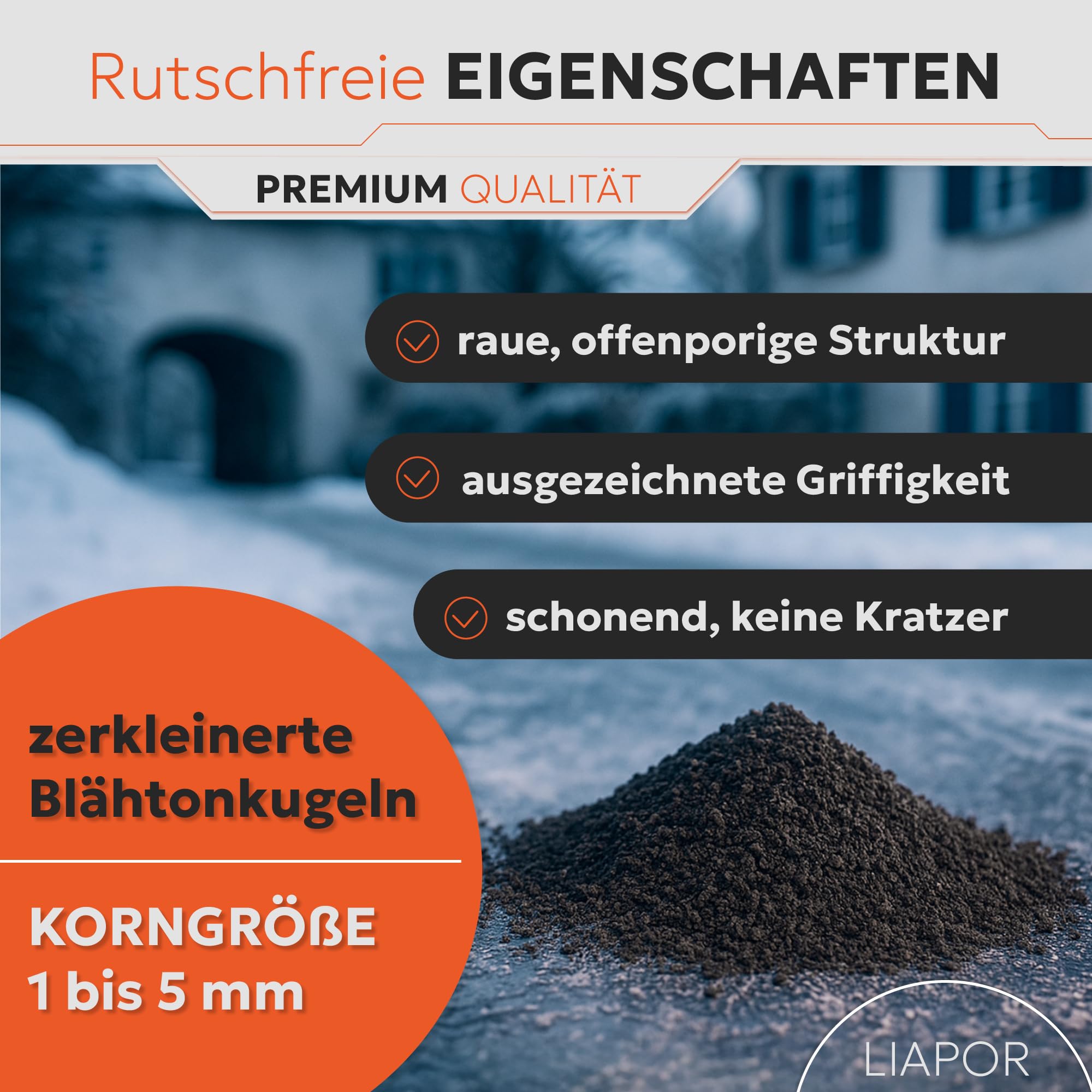 Liapor Blähton Winterstreu Ohne Salz Streumittel Für Winter Streugranulat Streugut Streusplitt Salzfrei Streuen Tierfreundlich Rutschhemmend Sehr Fein 1-5mm 50l Sack / 1 Karton