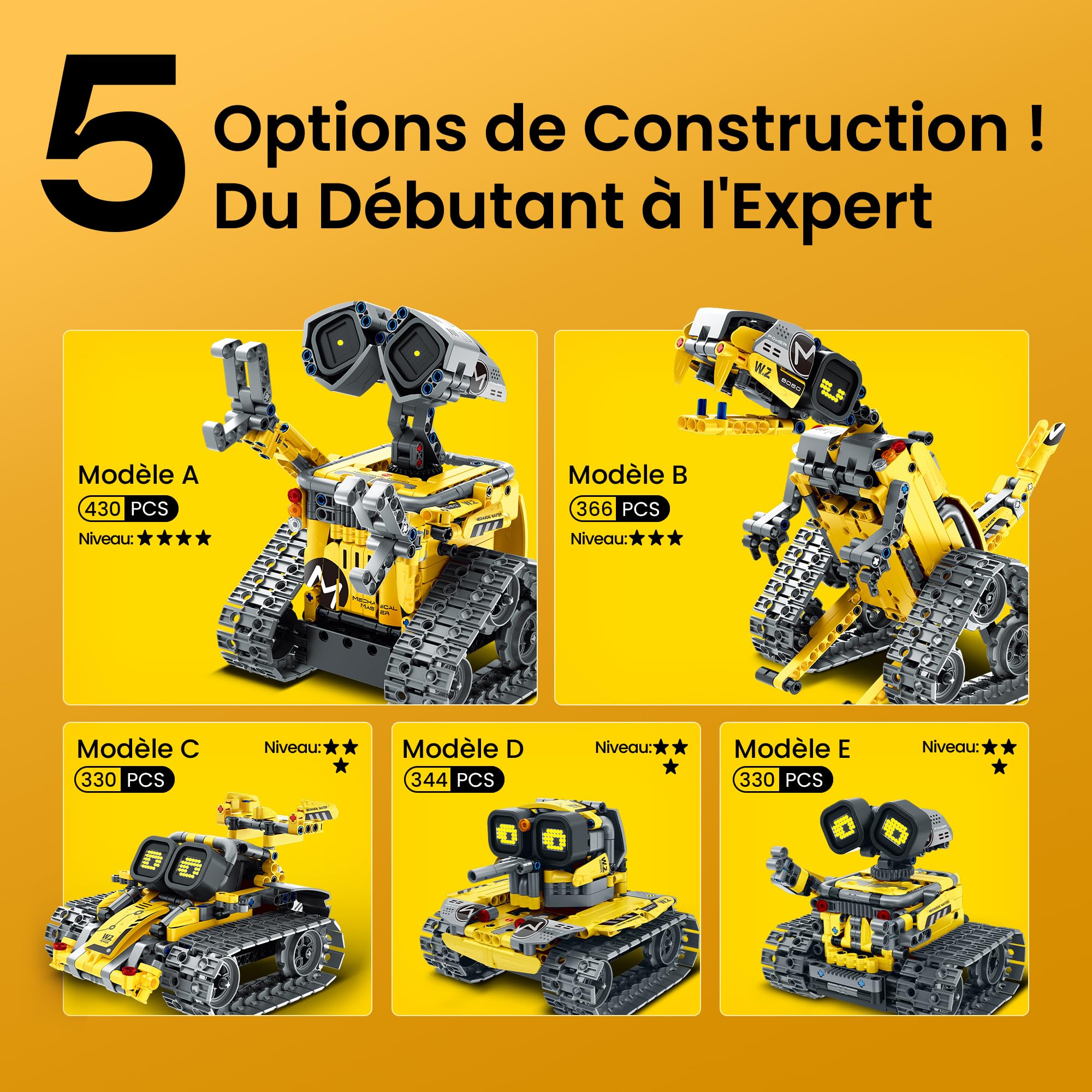 Sillbird Robot Enfants Garçons, 5 en 1 Technic Robot Programmable avec Application et Télécommande, Roboticset Éducatif 8-12 Ans, 473 pièces