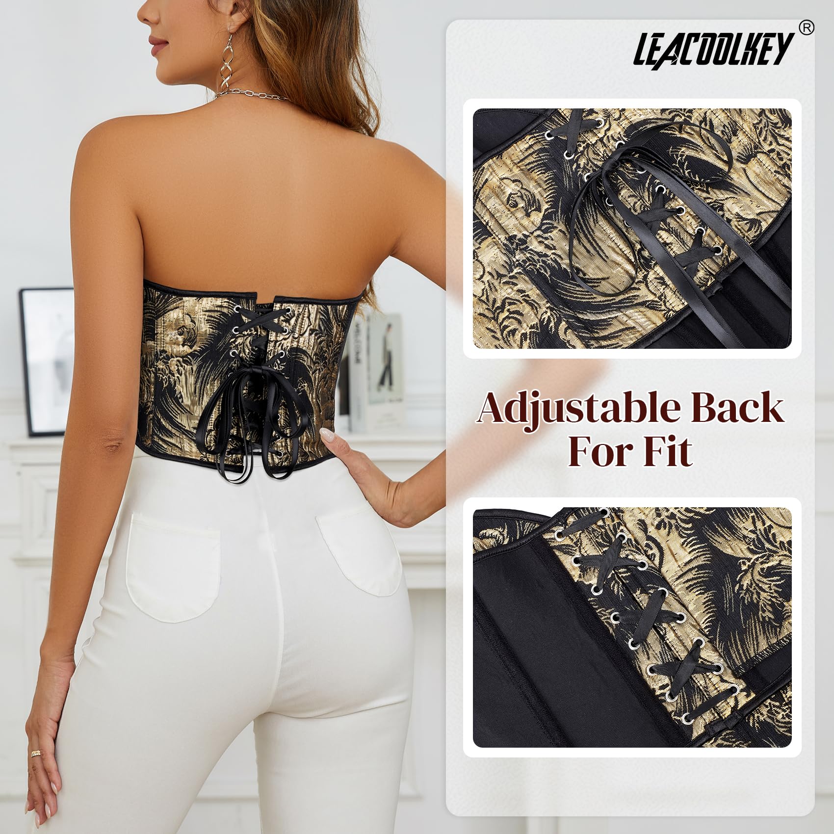 LEACOOLKEY Corsetto da donna a tutto il seno, corsetto classico