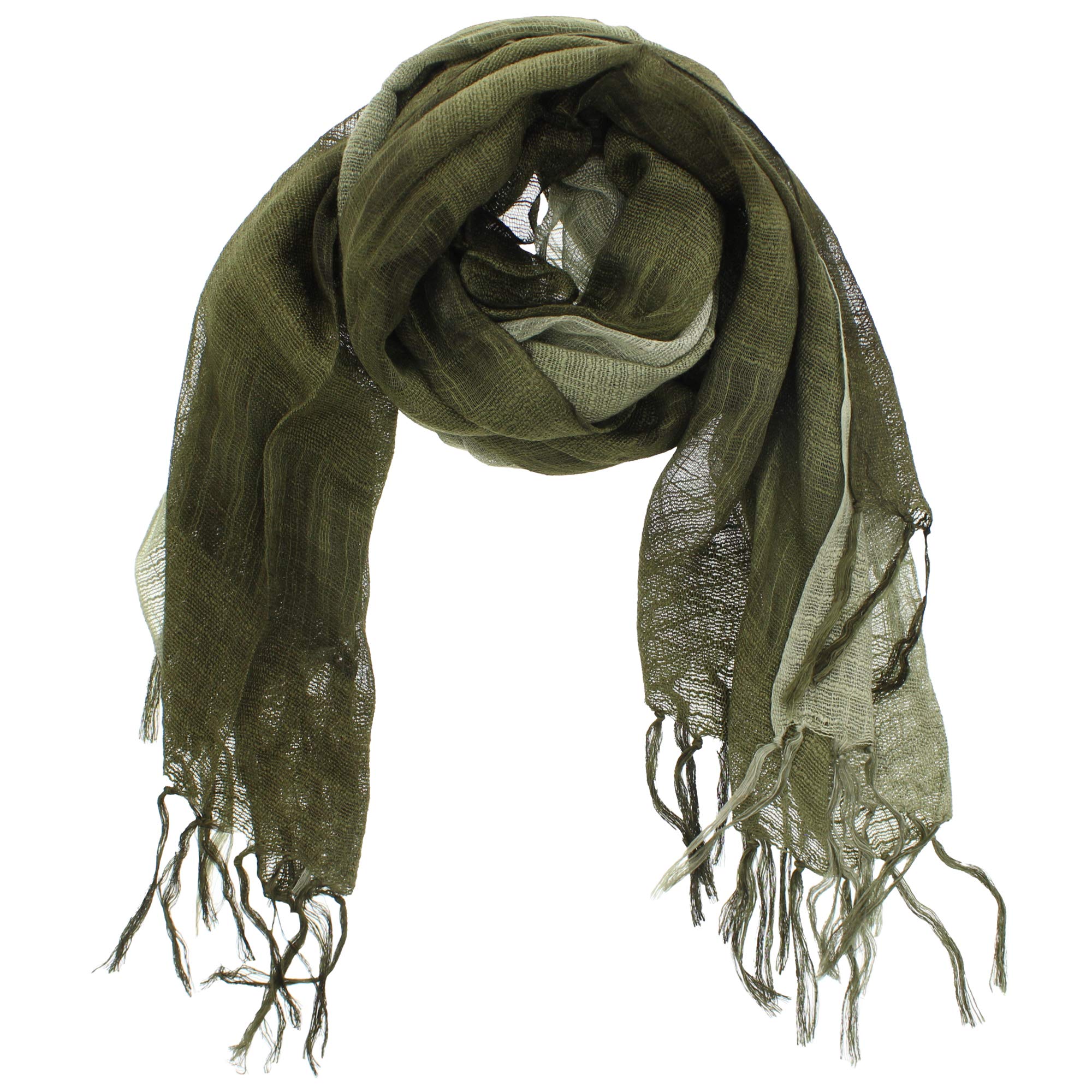 Zac's Alter Ego Women's Olive Lightweight Fashionable Two Tone Colour Linen Scarves