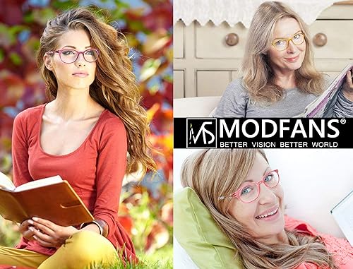Miniatura 5 de MODFANS Reading Glasses Women Fashion Ladies Readers,Women's for Reading Comfort Spring Hinge Arm-Lightweight Round Frame