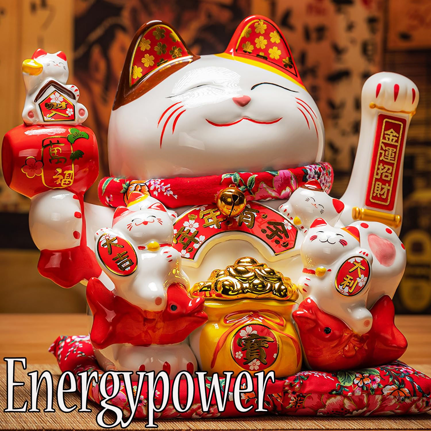 【人気商品】EnergyPower 招き猫 プレミアム白磁製 金運招財 大型 座 Amazon.co.jp: EnergyPower 招き猫 プレミアム白磁製 金運招財 大型
