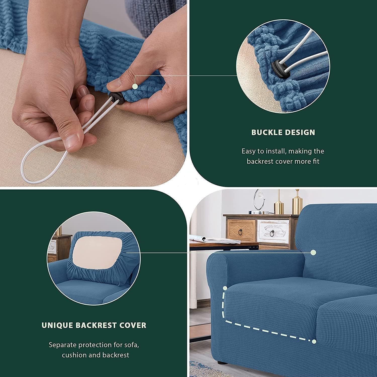 3 4 Cushion Spandex Jacquard Stretch Sofa Slipcover, Non-Slip Washable Couch Cover for Pets & Kids (Color : J, Size : 3 Seater(185-235cm))