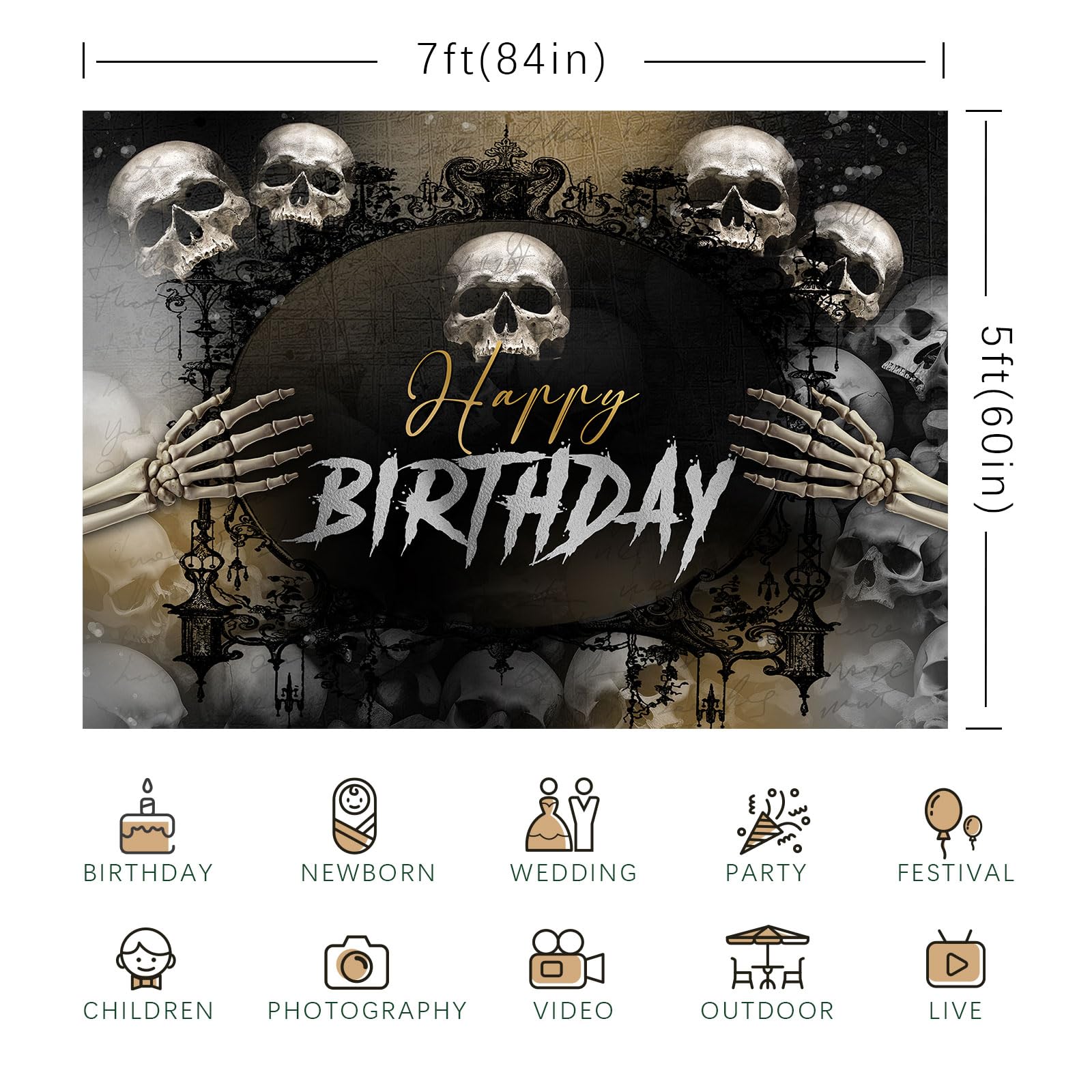 Halloween Hintergrund-Banner „Boos & Booze“ – 2,1 X 1,5 M, Polyester, Für Erwachsenen-Partys & Fotoshootings