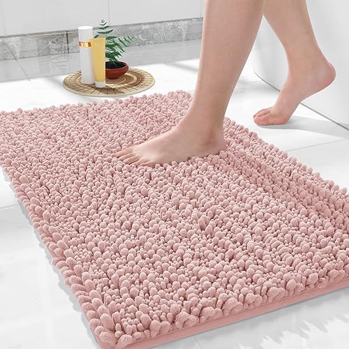 Miniatura 75 de Yimobra Alfombras de baño grandes antideslizantes lavables de 36 x 24 pulgadas, tapete de baño de chenilla ultra suave y absorbente, alfombra de