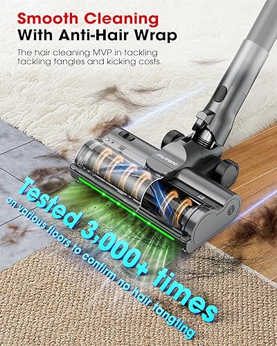 Miniatura 3 de Aspiradoras inalámbricas para el hogar, hasta 55 minutos, potente succión, resistente a los enredos, ligera, recargable con soporte de pared para