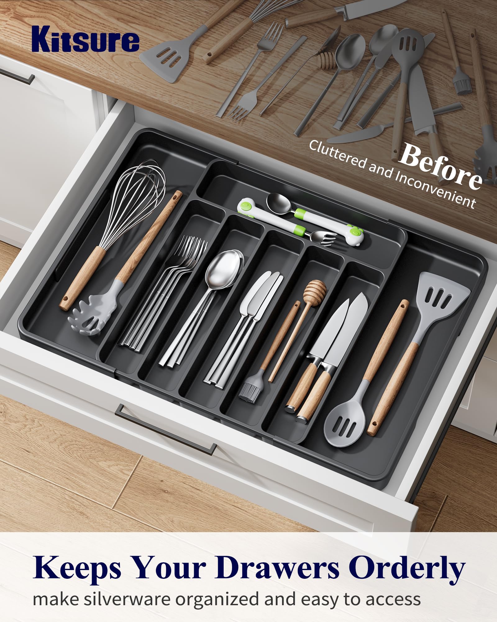 Kitsure Large Cutlery Drawer Organiser for Kitchen - Image 2