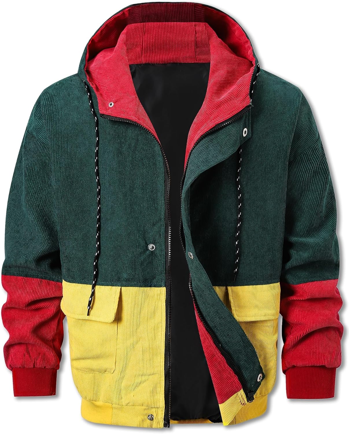 Cromoncent Men's Long Sleeve Hooded Corduroy Jackets Outerwear, XS-3XL